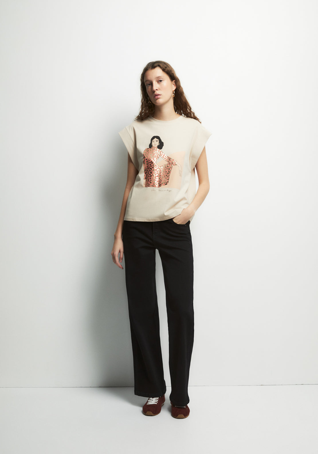 Front Graphic Top - Beige