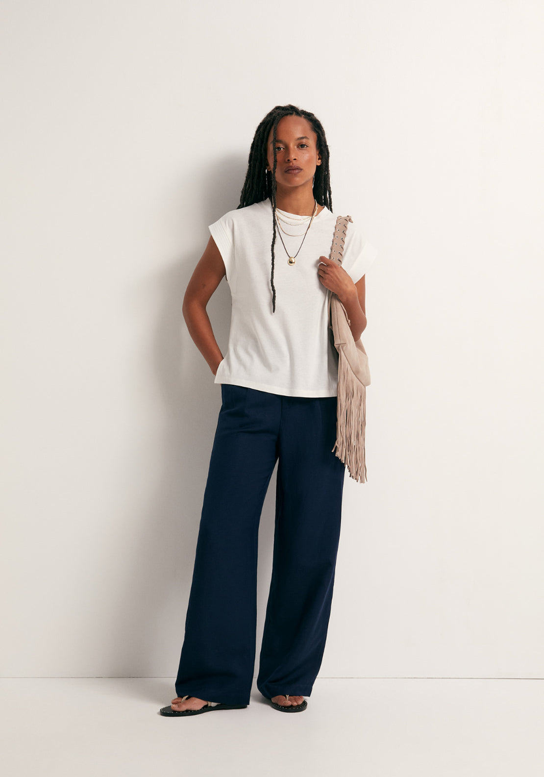 Plain Basic Cap Sleeve T-Shirt - White