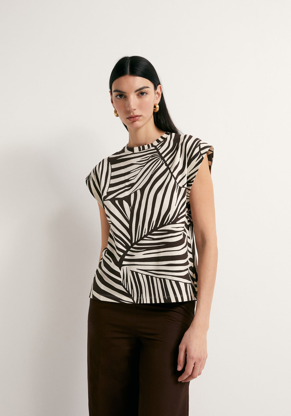 Basic Animal Printed T-Shirt - Brown