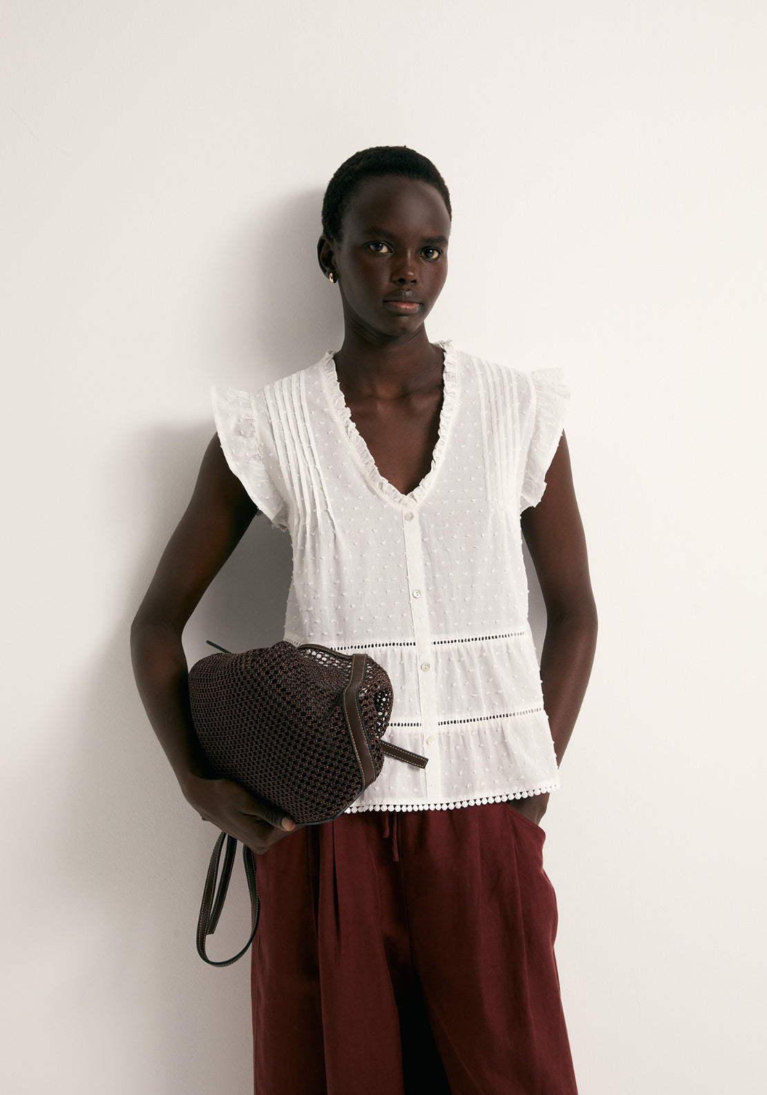 Cotton Plumetis Top - White