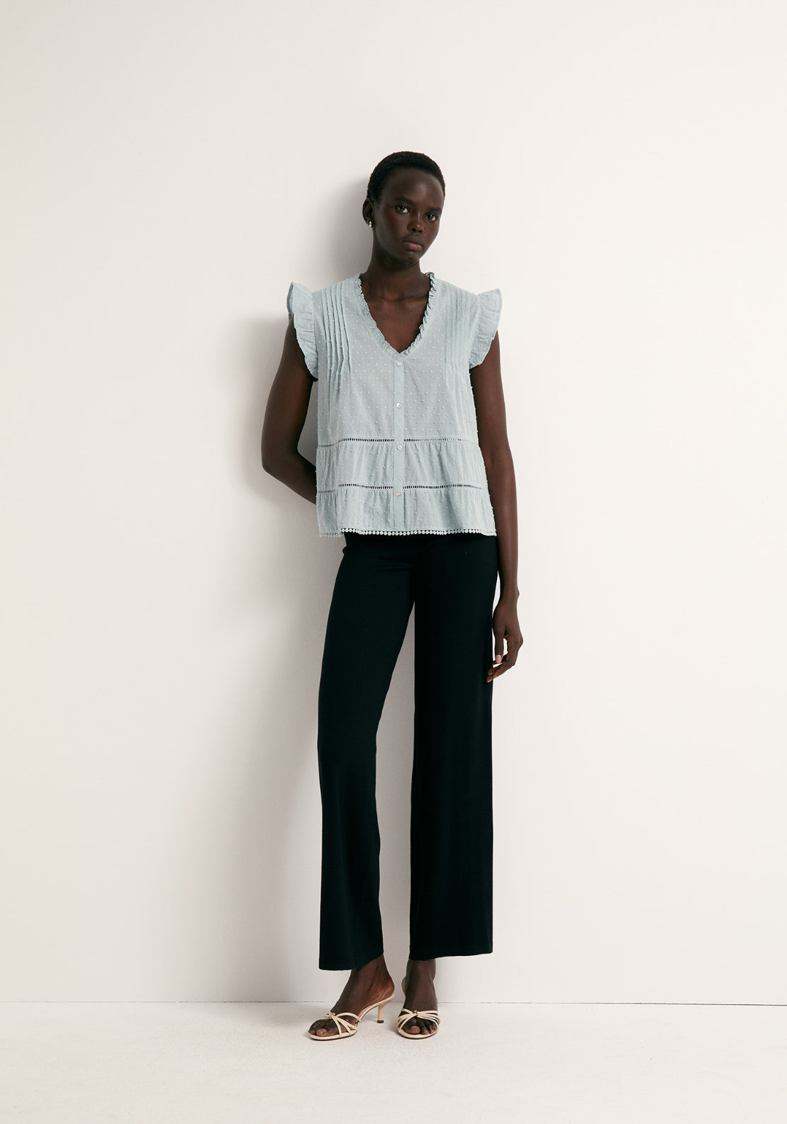 Cotton Plumetis Top - Blue