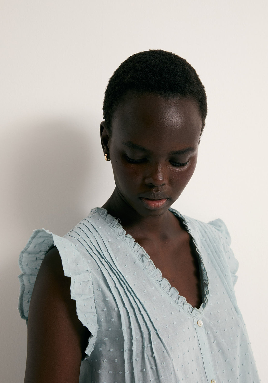 Cotton Plumetis Top - Blue
