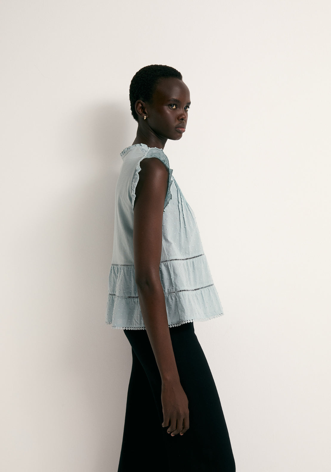Cotton Plumetis Top - Blue