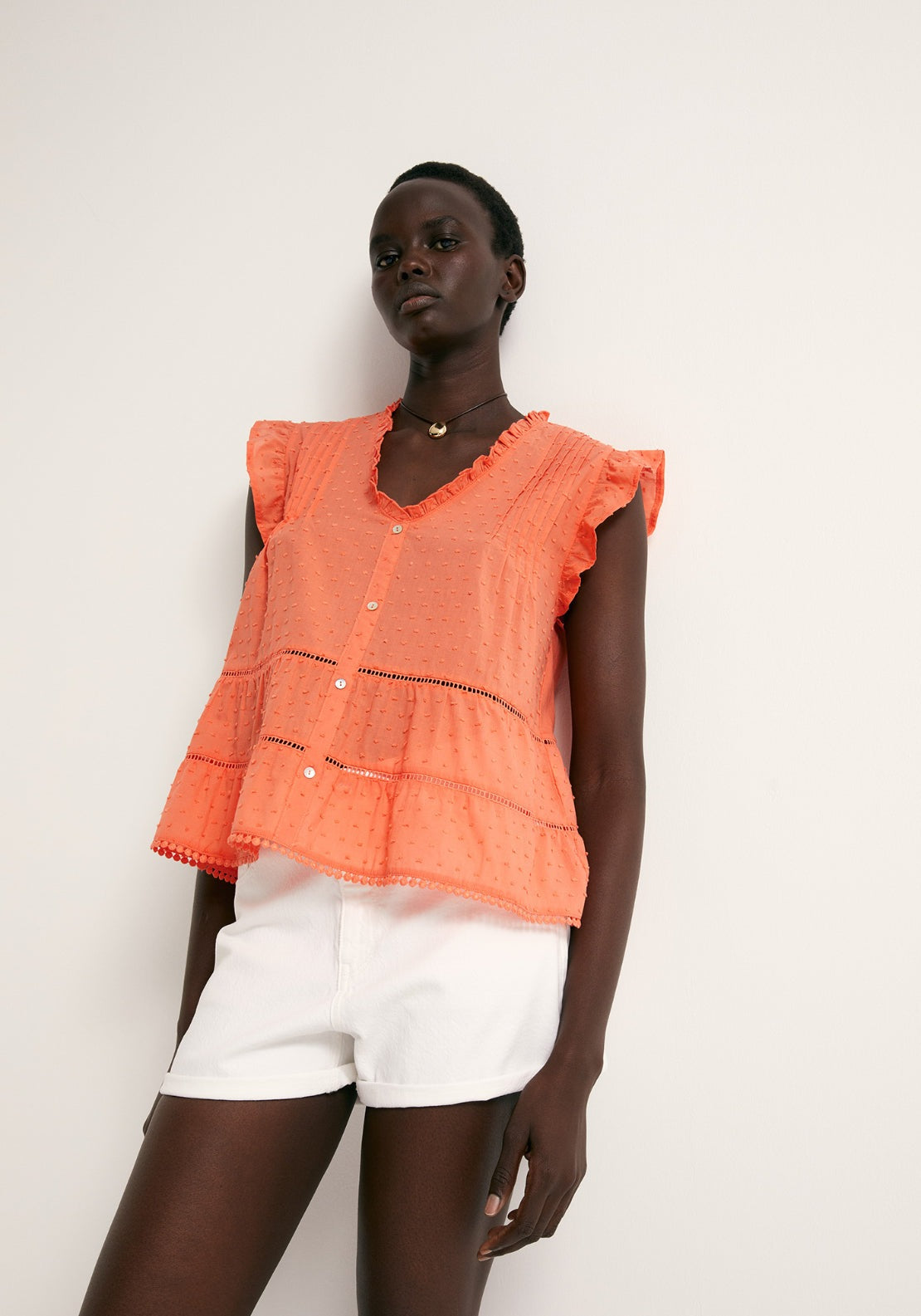 Cotton Plumetis Top - Red