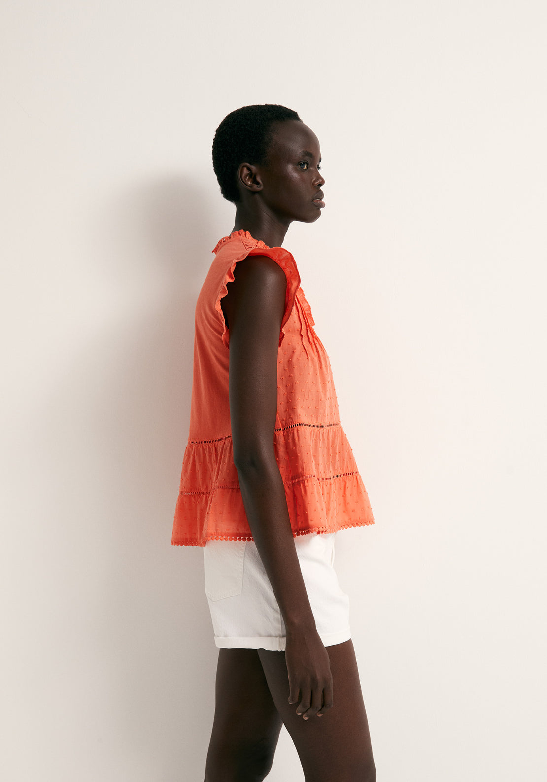 Cotton Plumetis Top - Red