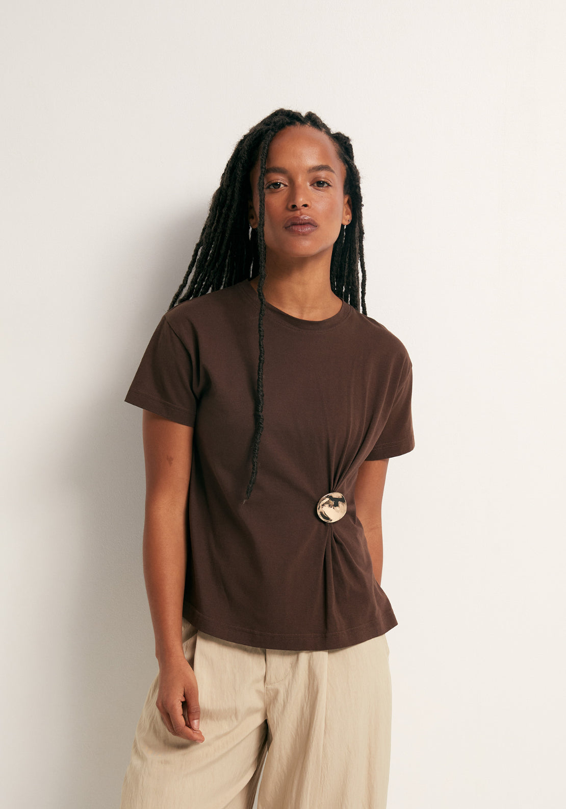Metallic Hardware T-Shirt - Brown