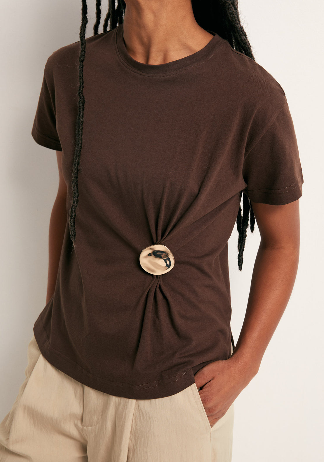 Metallic Hardware T-Shirt - Brown