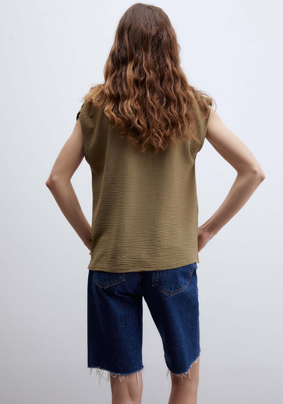 Sfera Sleveless V Neck Pareo Top - Beige 2 Shaws Department Stores