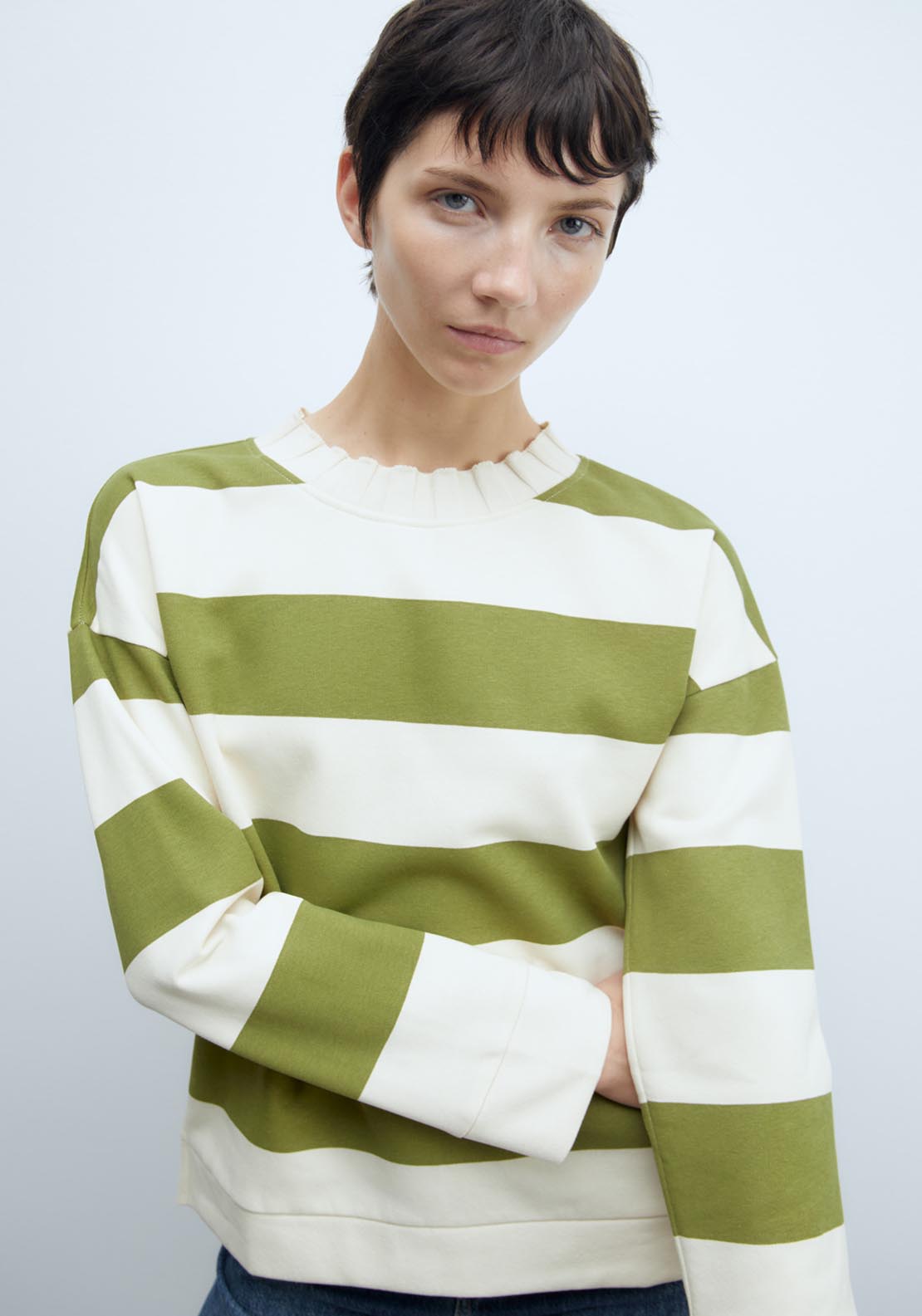Sfera Ribbed sweatshirt - Green 3 Shaws Department Stores