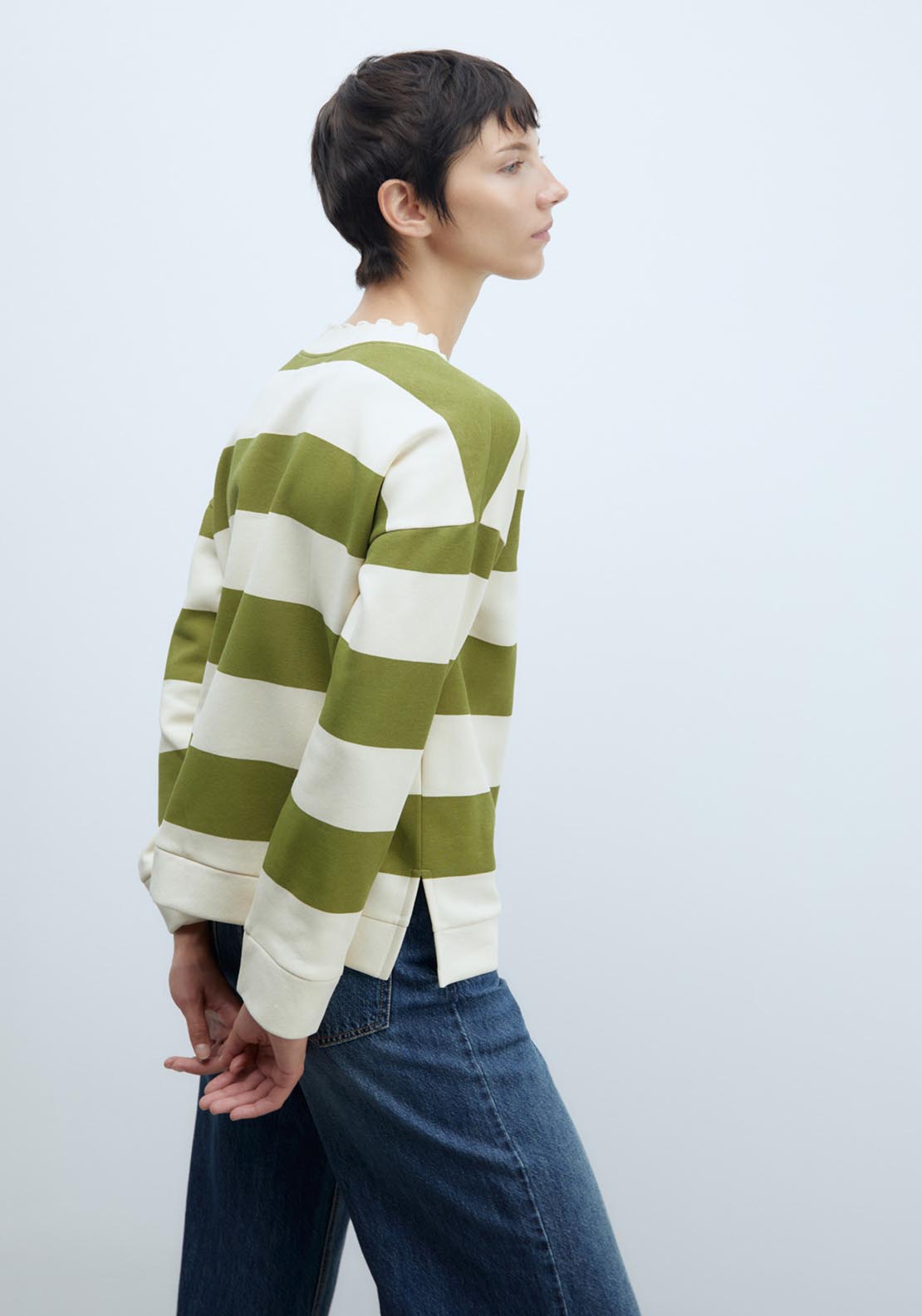 Sfera Ribbed sweatshirt - Green 2 Shaws Department Stores