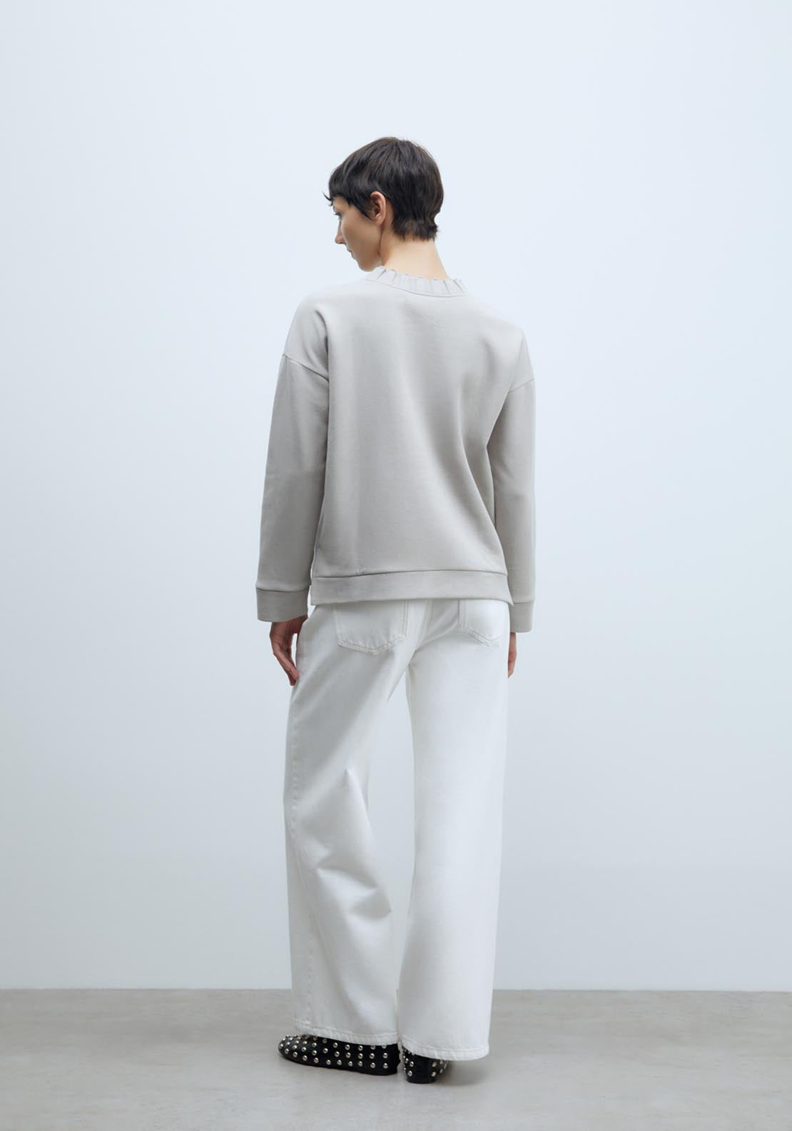 Sfera Ribbed sweatshirt - Light Grey 4 Shaws Department Stores