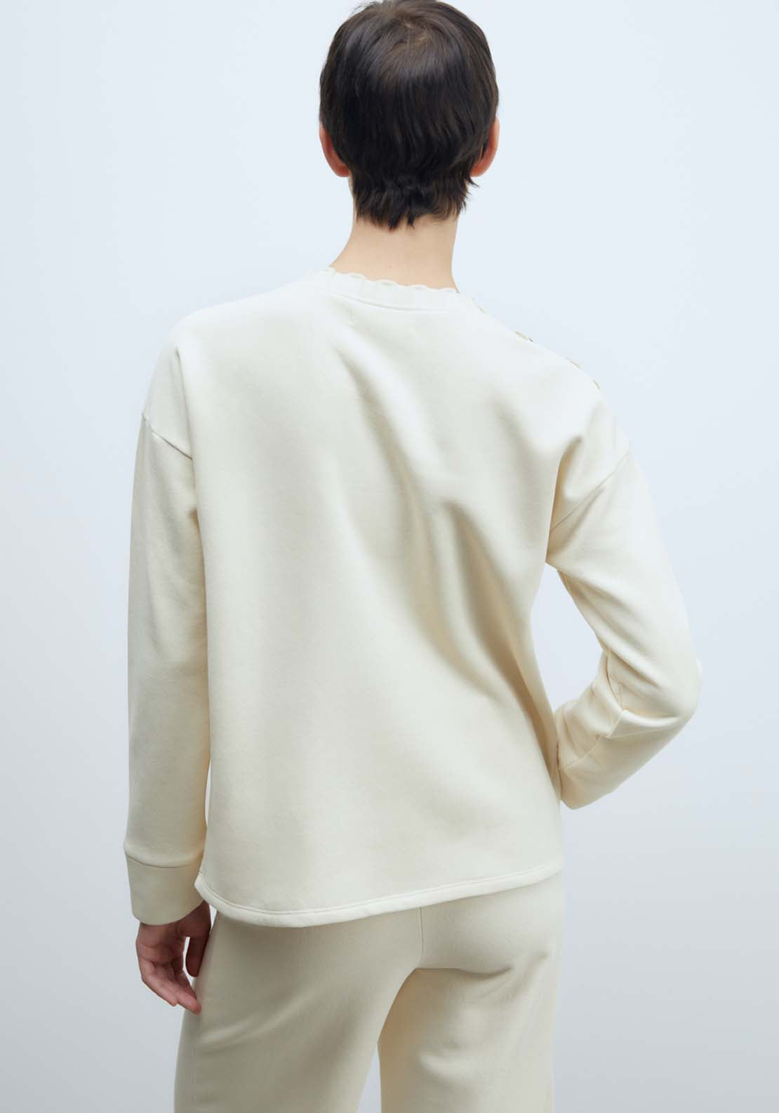 Sfera Plush Sweatshirt - Ecru 3 Shaws Department Stores
