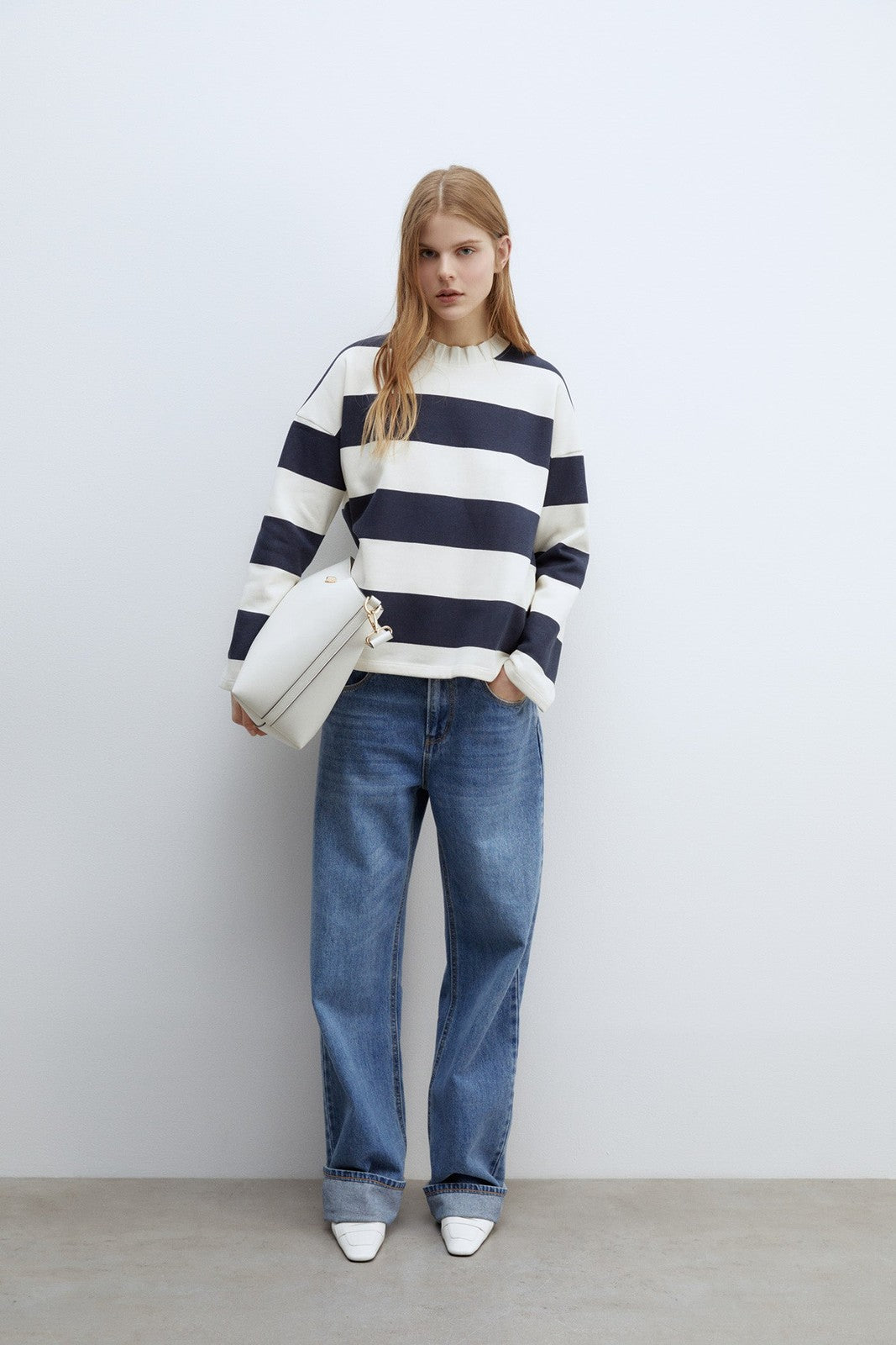 Sfera Details ribbed sweatshirt - Navy 2 Shaws Department Stores