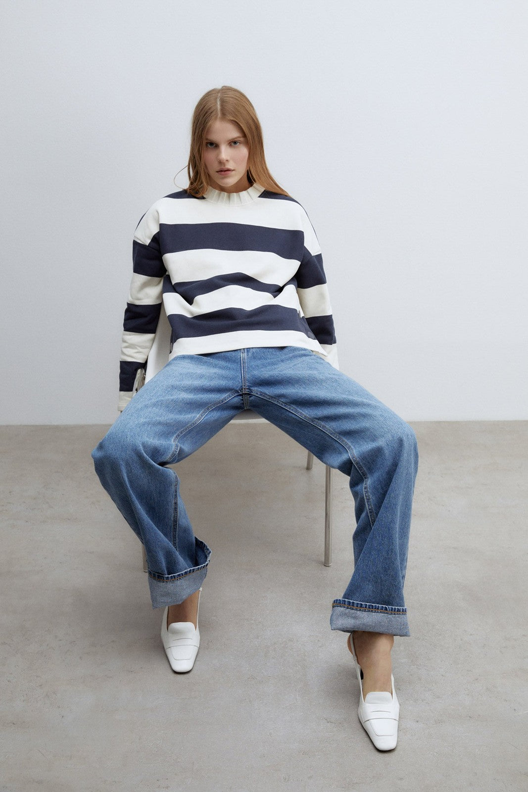 Sfera Details ribbed sweatshirt - Navy 4 Shaws Department Stores
