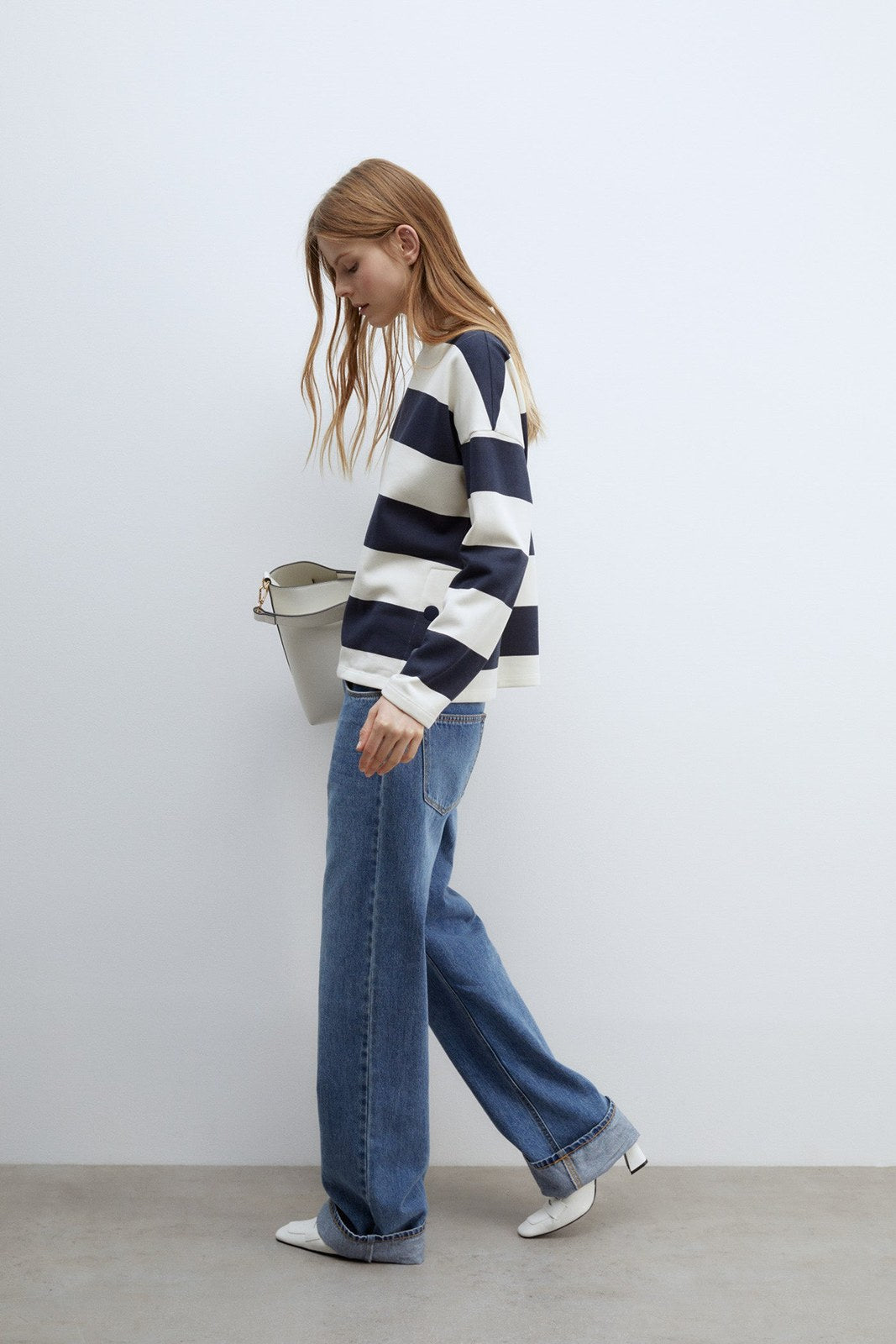 Sfera Details ribbed sweatshirt - Navy 3 Shaws Department Stores