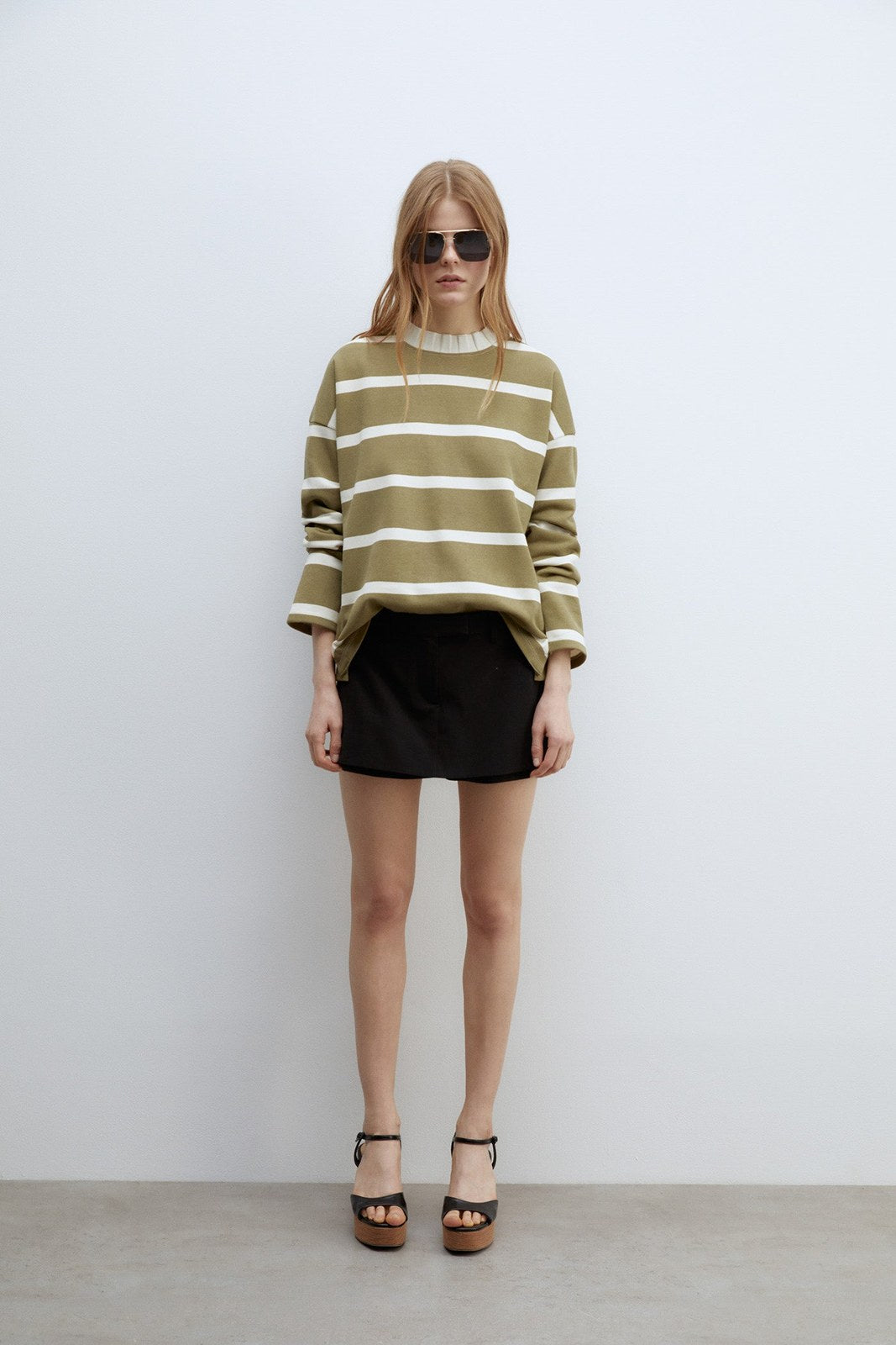Sfera Details ribbed sweatshirt - Khaki 5 Shaws Department Stores