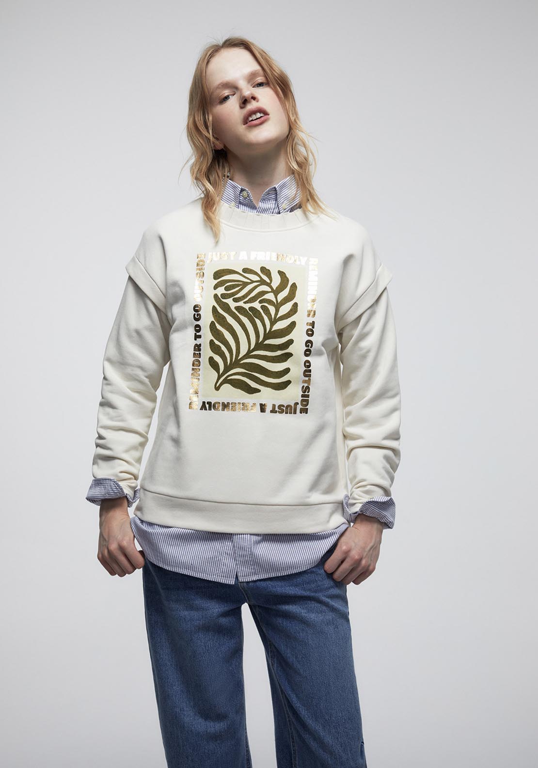 Sfera Basic Sweatshirt - Cream 1 Shaws Department Stores