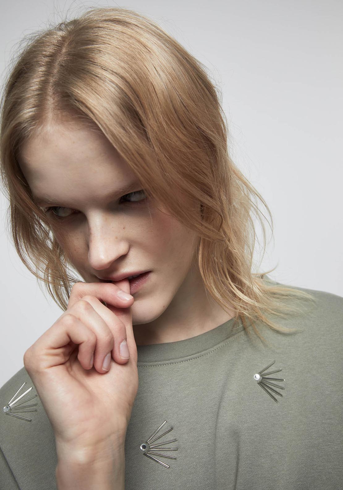 Sfera Front Details Sweatshirt - Green 3 Shaws Department Stores
