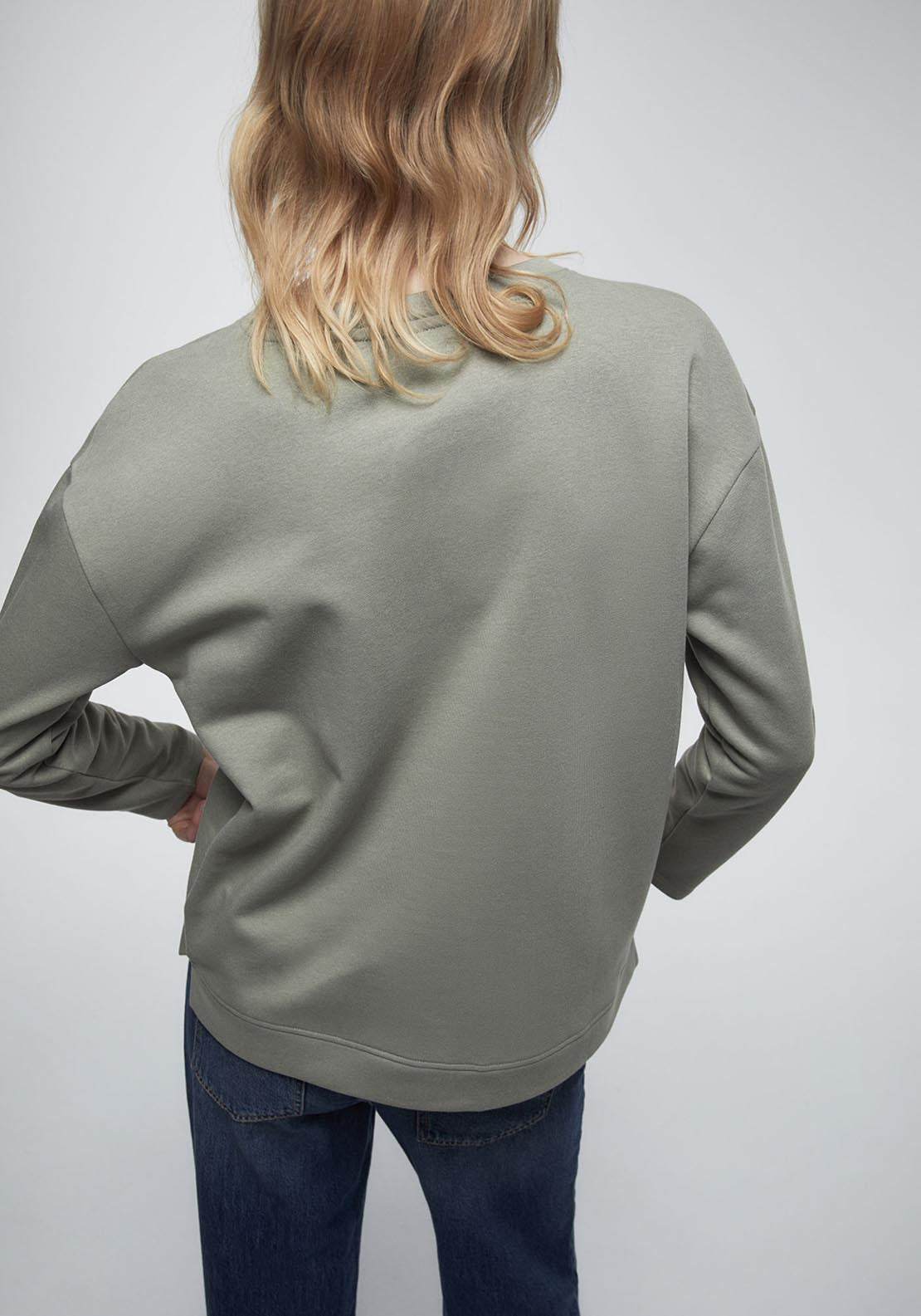 Sfera Front Details Sweatshirt - Green 2 Shaws Department Stores