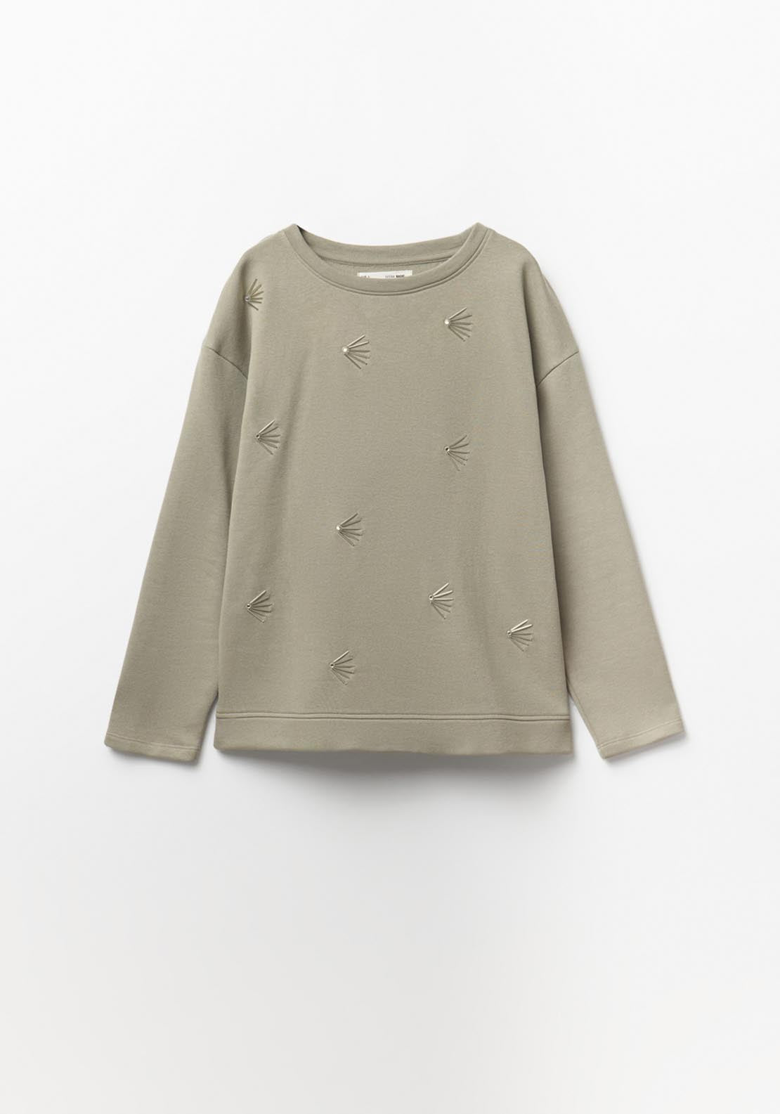Sfera Front Details Sweatshirt - Green 5 Shaws Department Stores