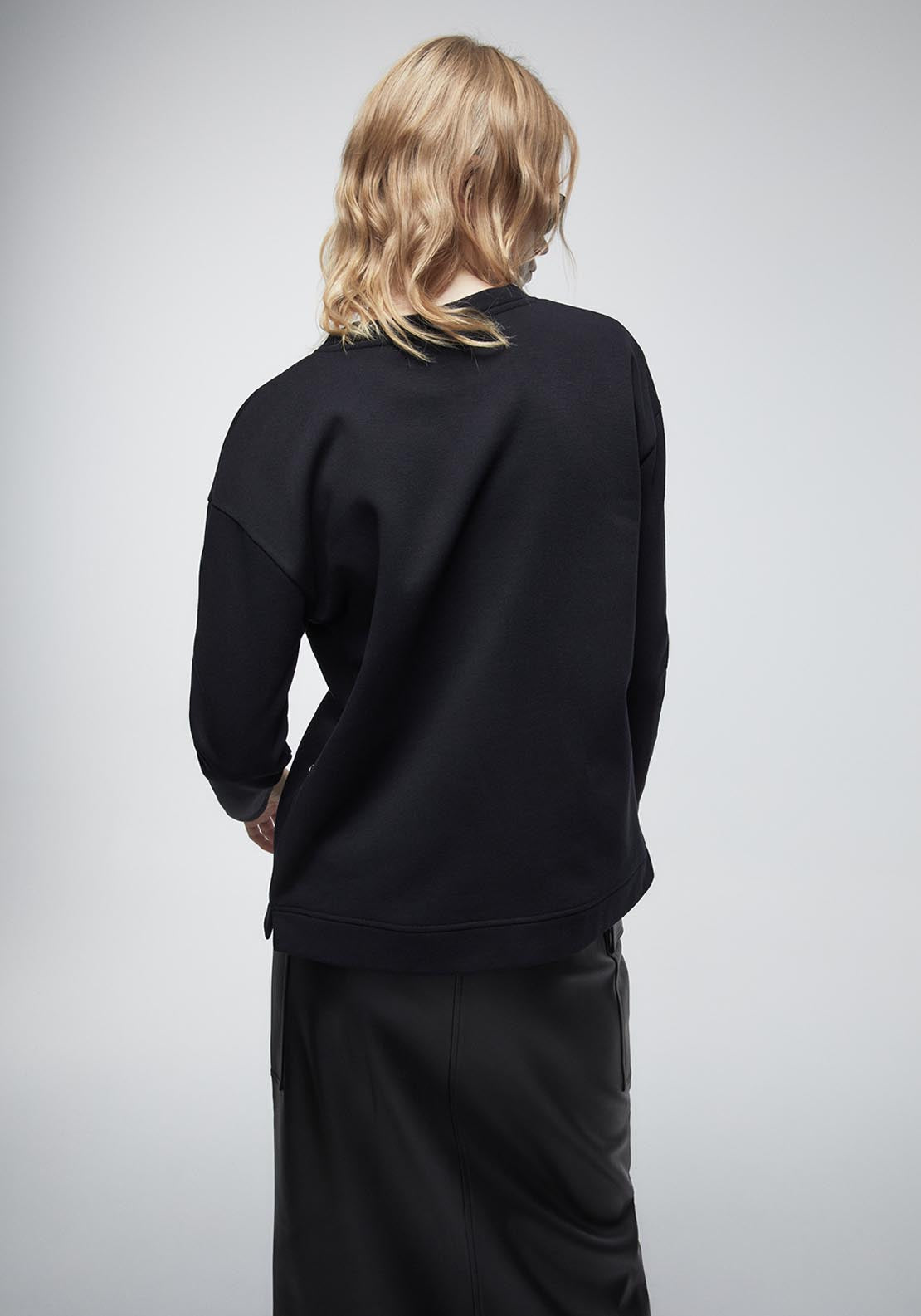 Sfera Front Details Sweatshirt - Black 2 Shaws Department Stores