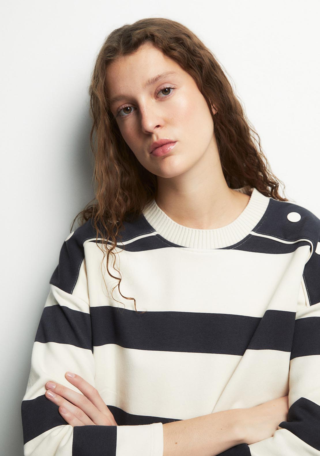 Basic Ribbed Sweatshirt - Blue