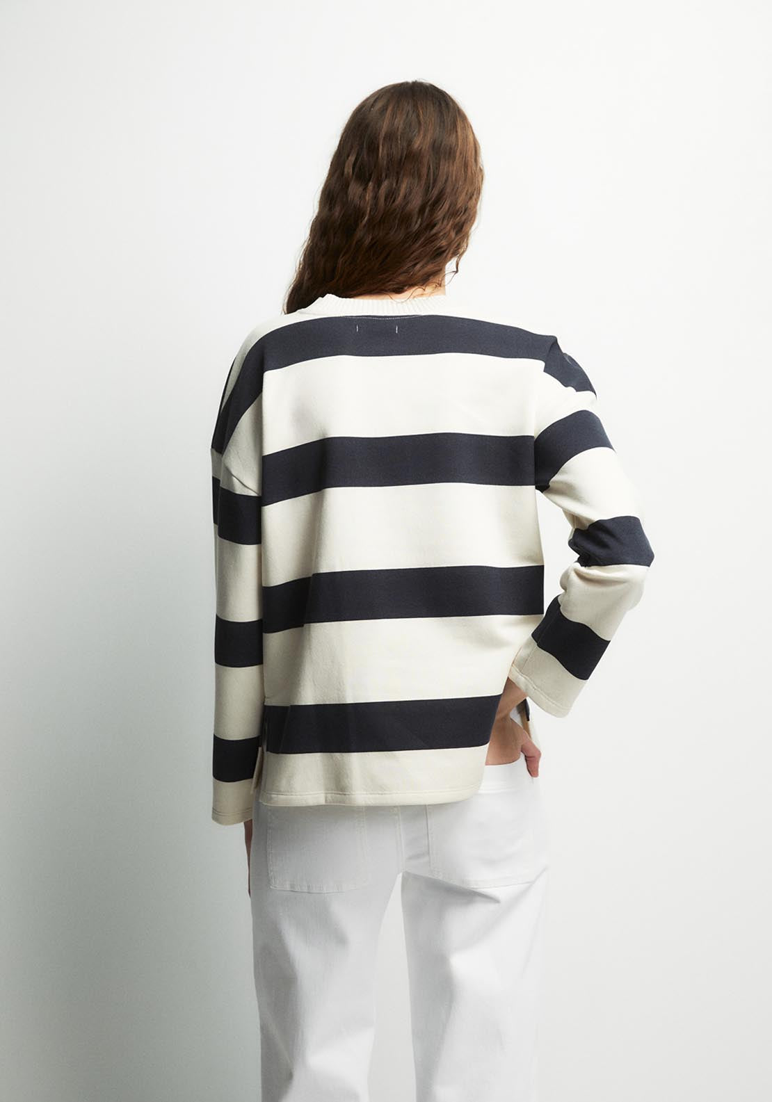 Basic Ribbed Sweatshirt - Blue