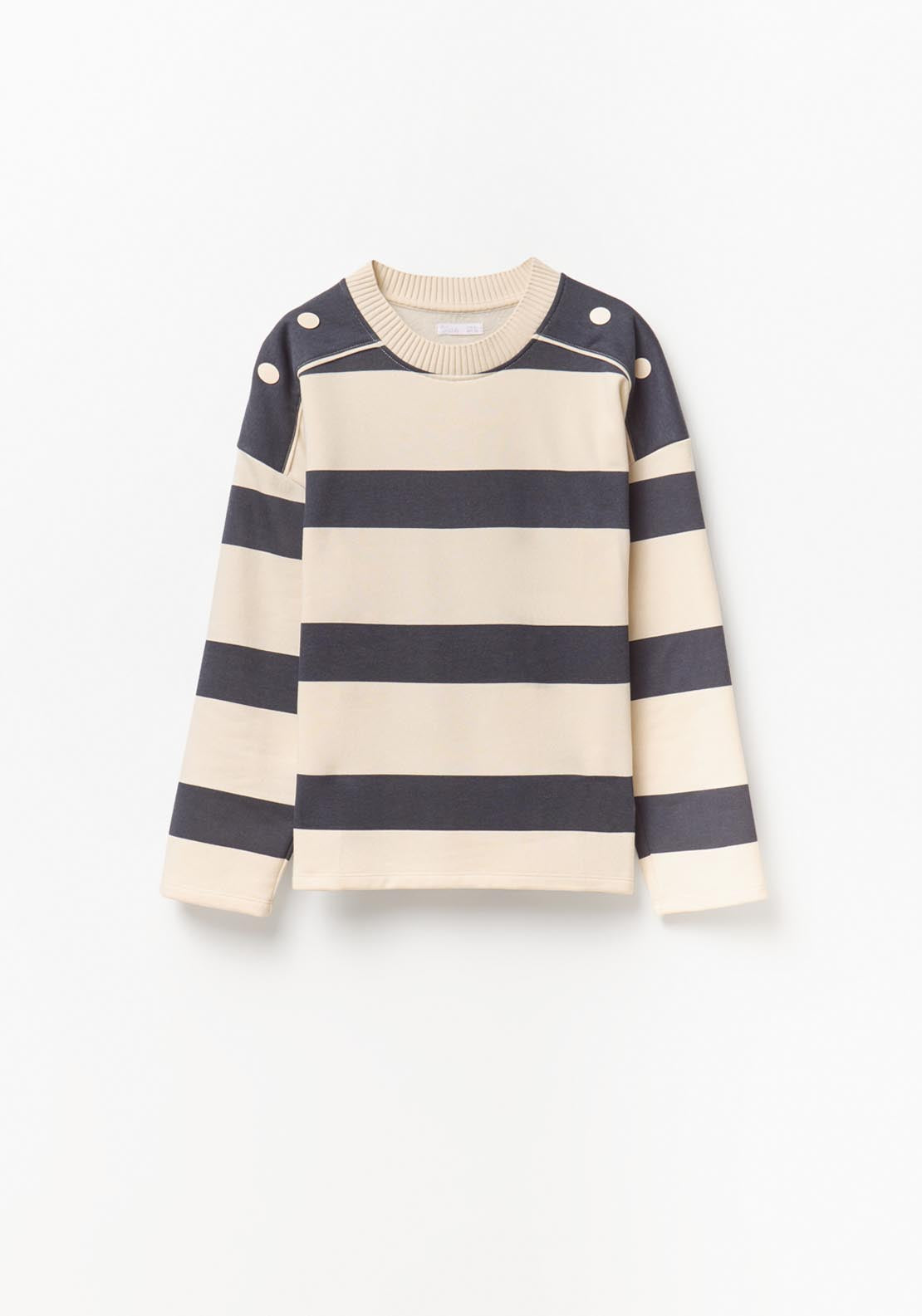 Basic Ribbed Sweatshirt - Blue