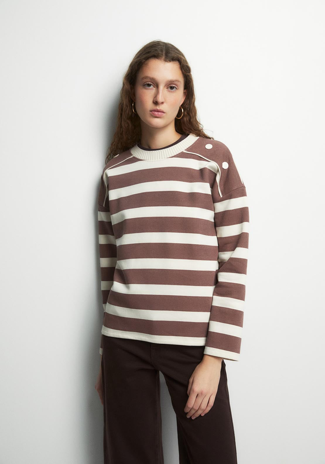 Basic Ribbed Sweatshirt - Pink