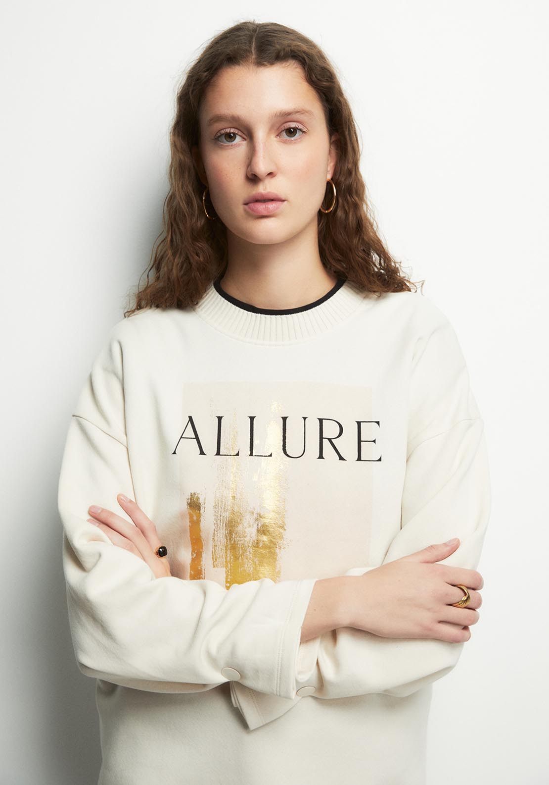 Basic Ribbed Sweatshirt - Cream