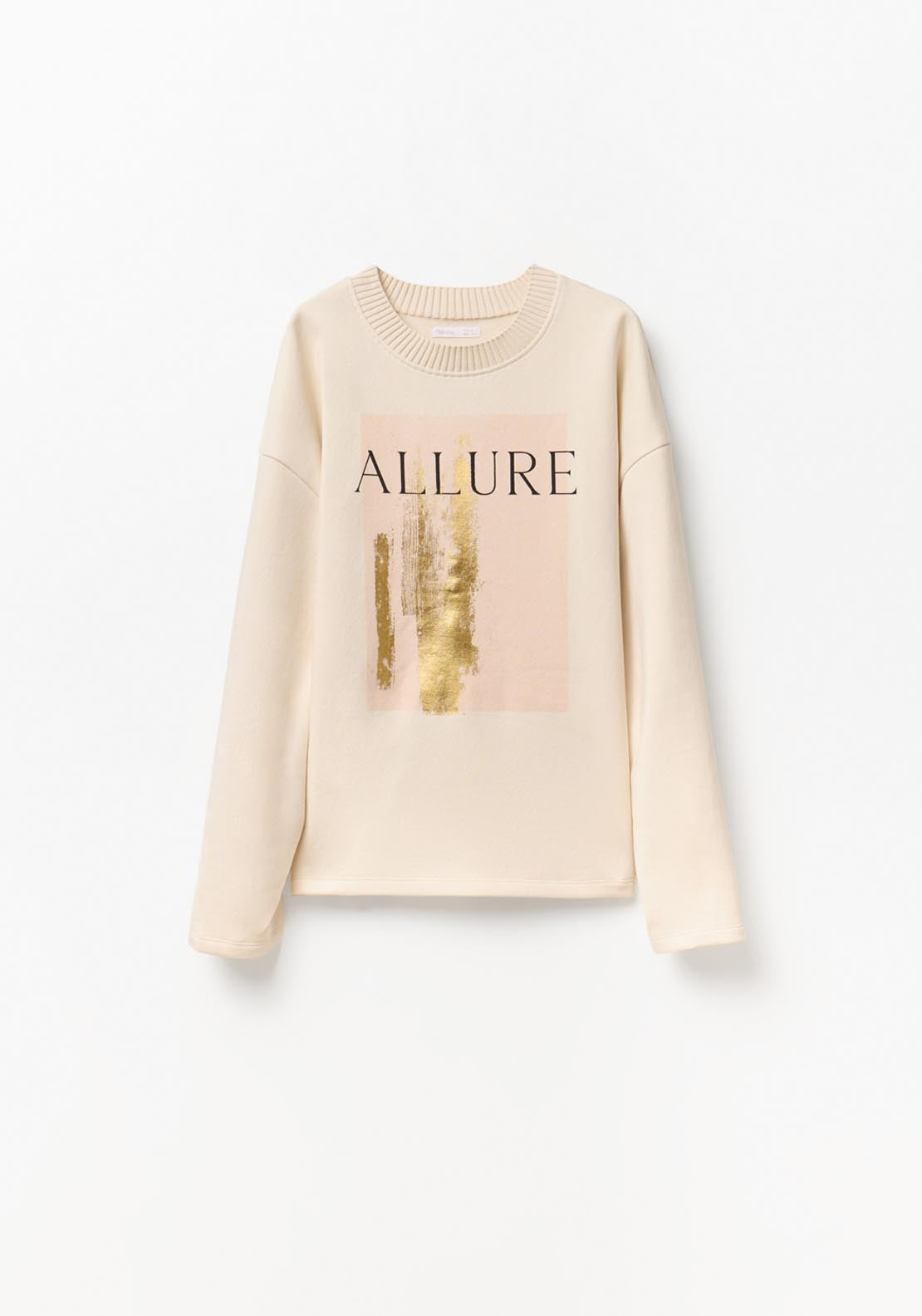 Basic Ribbed Sweatshirt - Cream