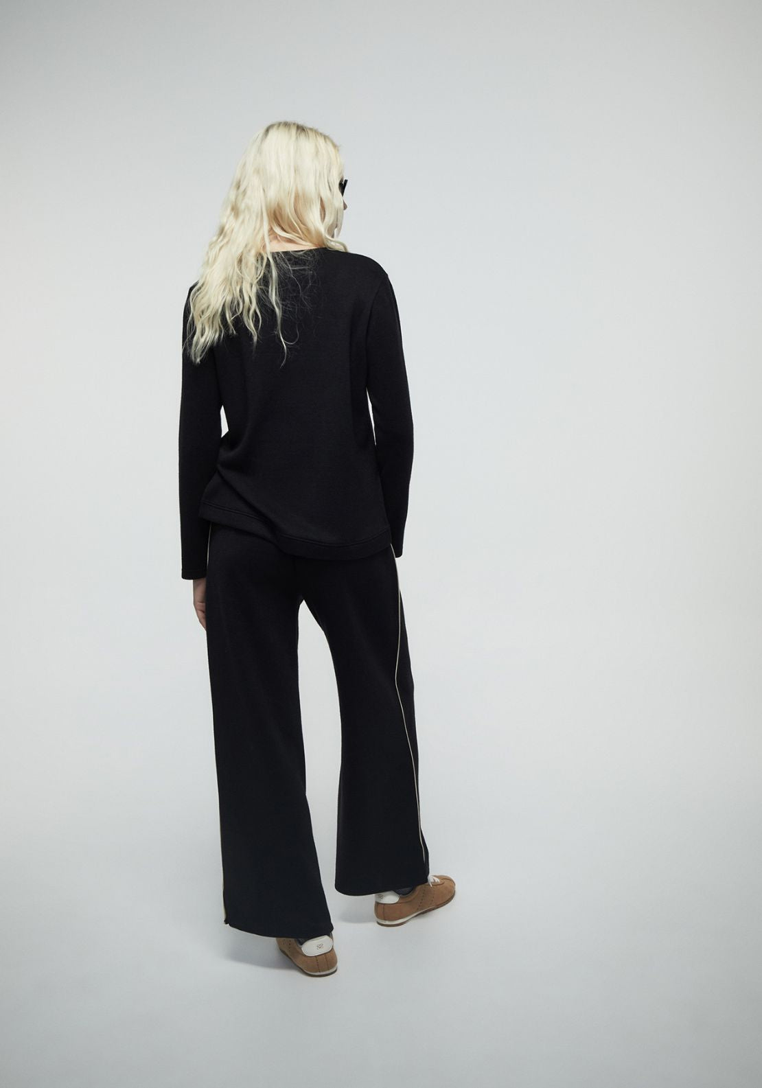 Trim Detail Soft Touch Trousers - Black