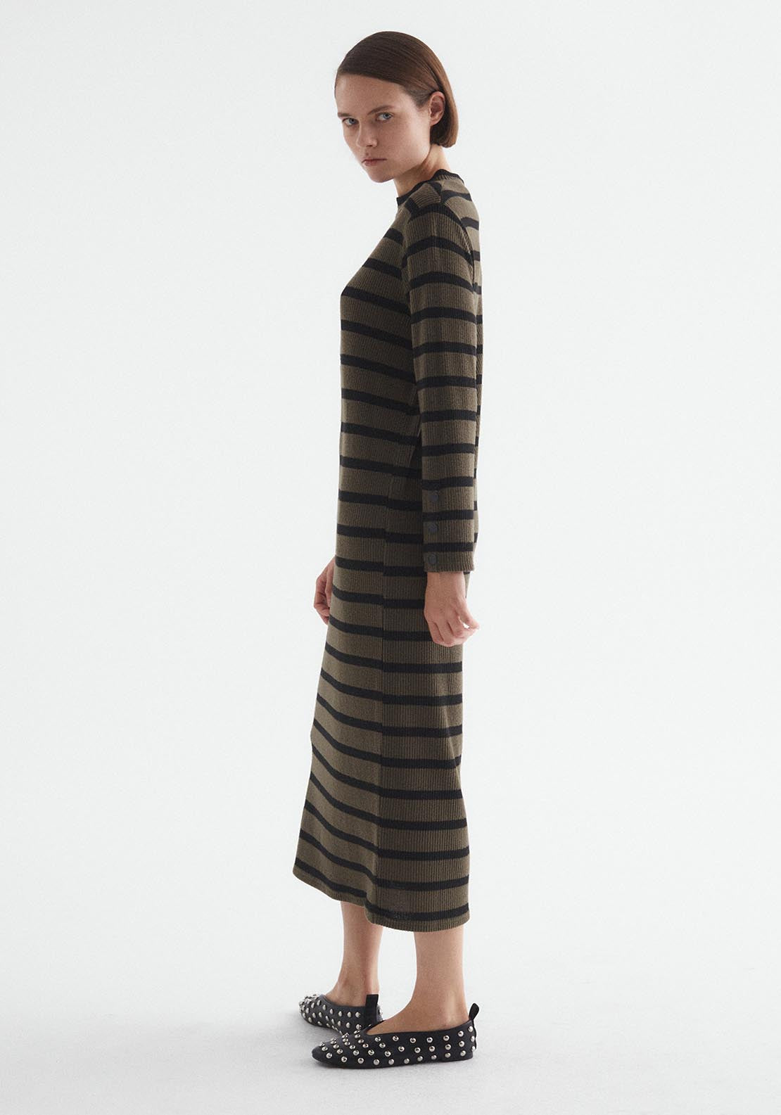 Sfera Soft-touch dress - Khaki 2 Shaws Department Stores