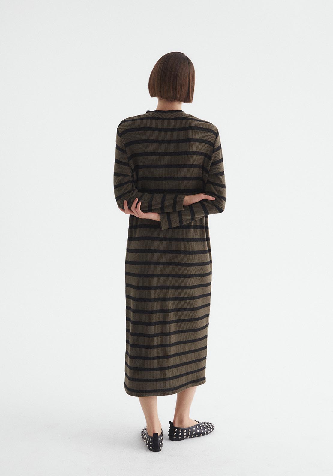 Sfera Soft-touch dress - Khaki 3 Shaws Department Stores