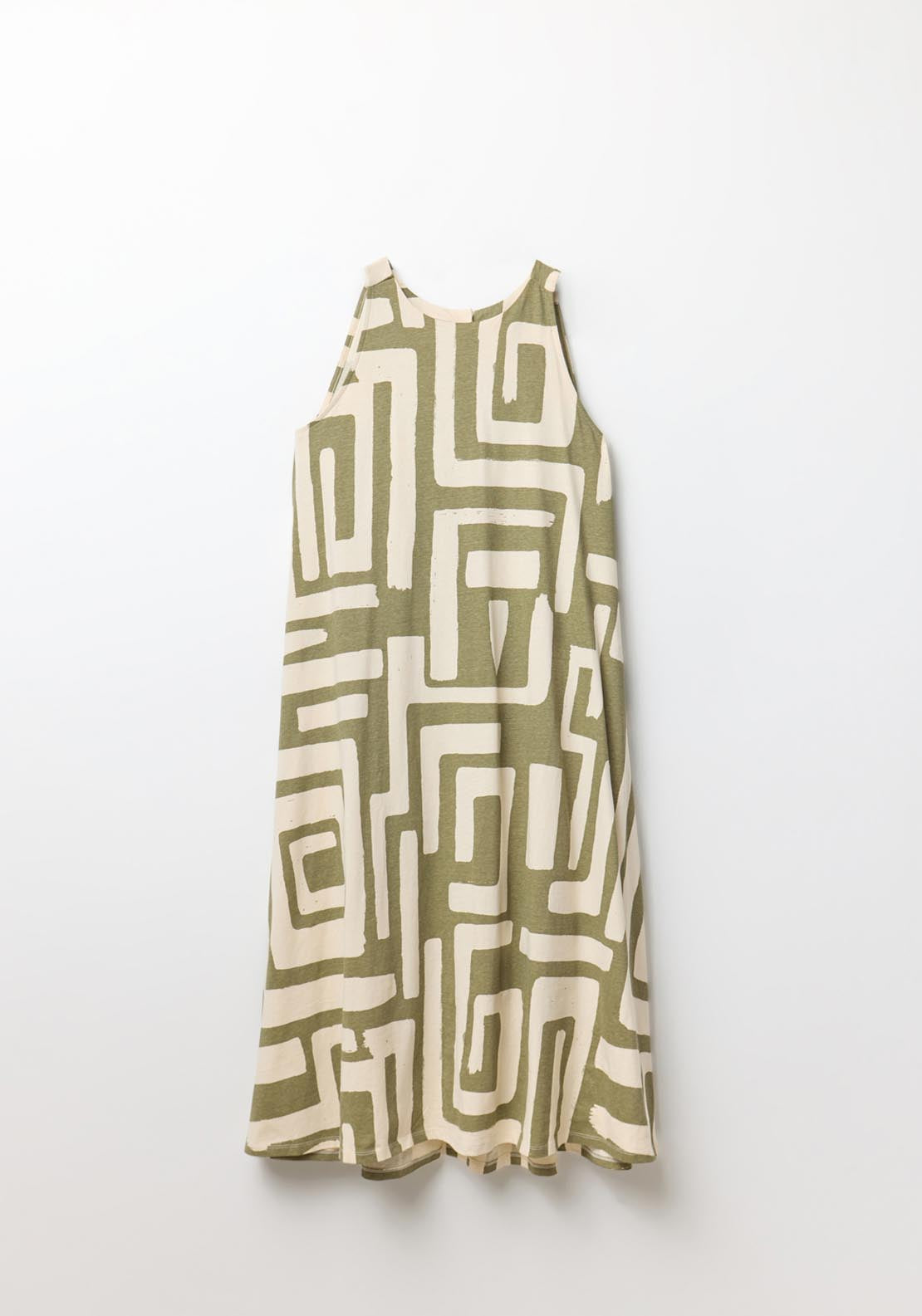 Sfera Printed A Line Dress - Khaki 6 Shaws Department Stores