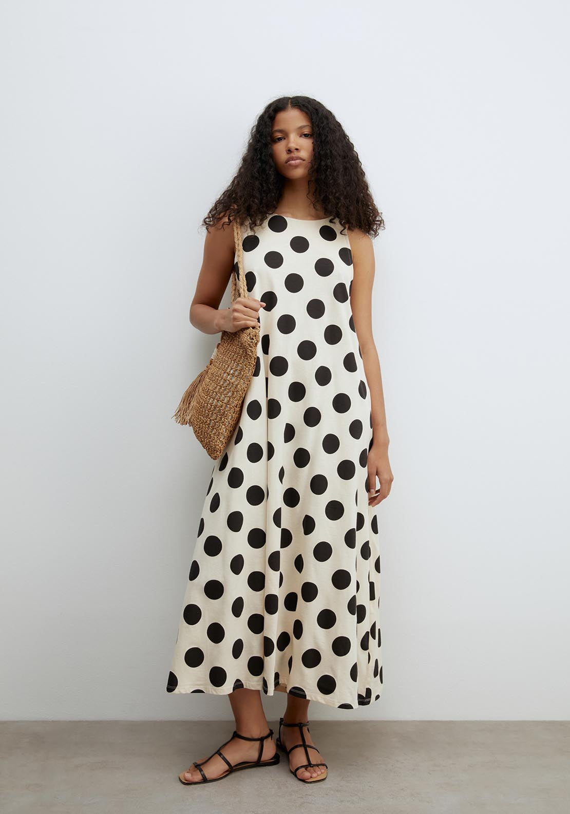 Sfera Printed A Line Dress - Ecru 1 Shaws Department Stores