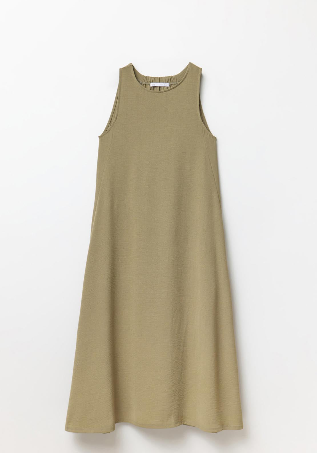 Sfera Sleeveless Flared Long Dress - Khaki 1 Shaws Department Stores