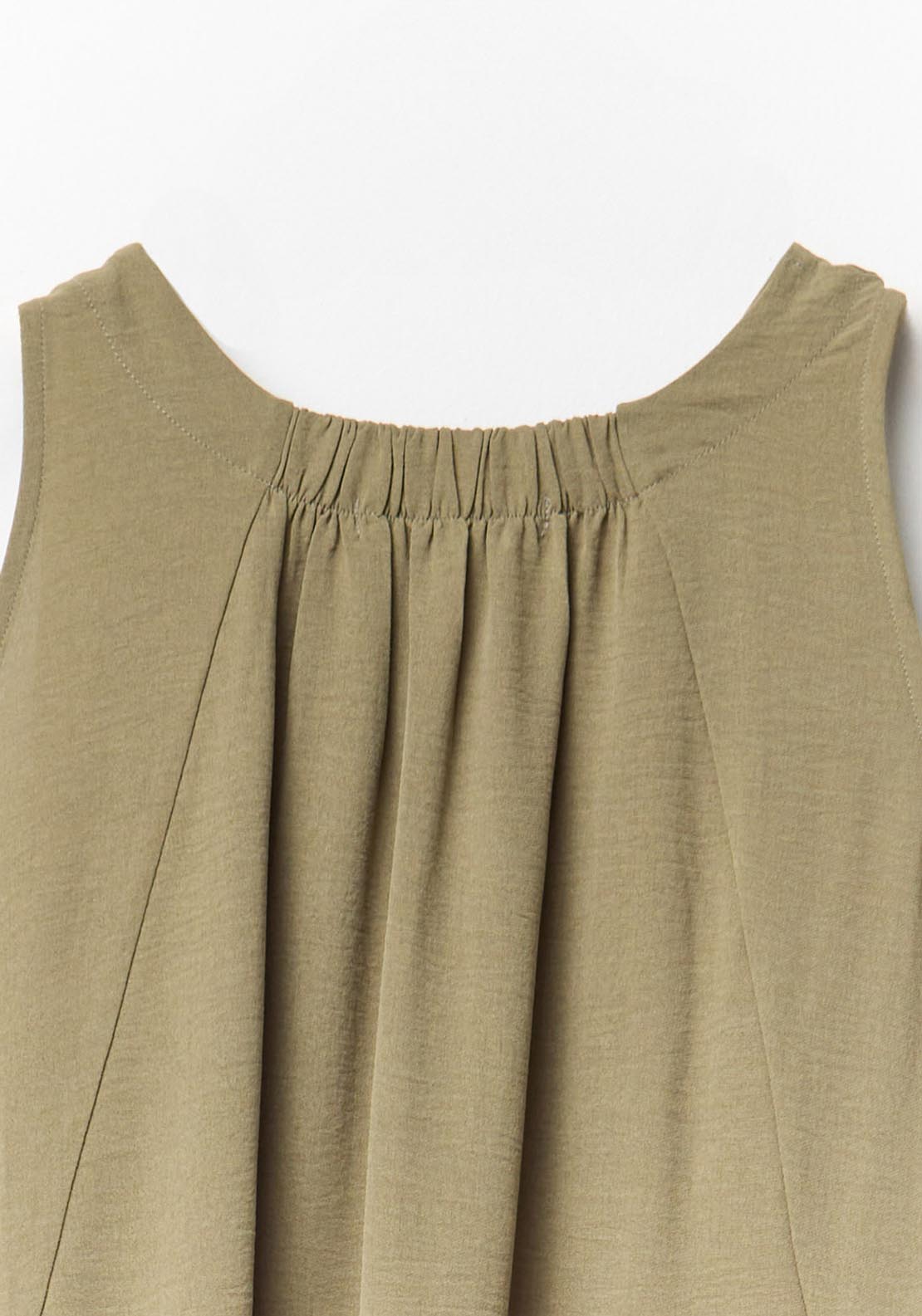 Sfera Sleeveless Flared Long Dress - Khaki 3 Shaws Department Stores