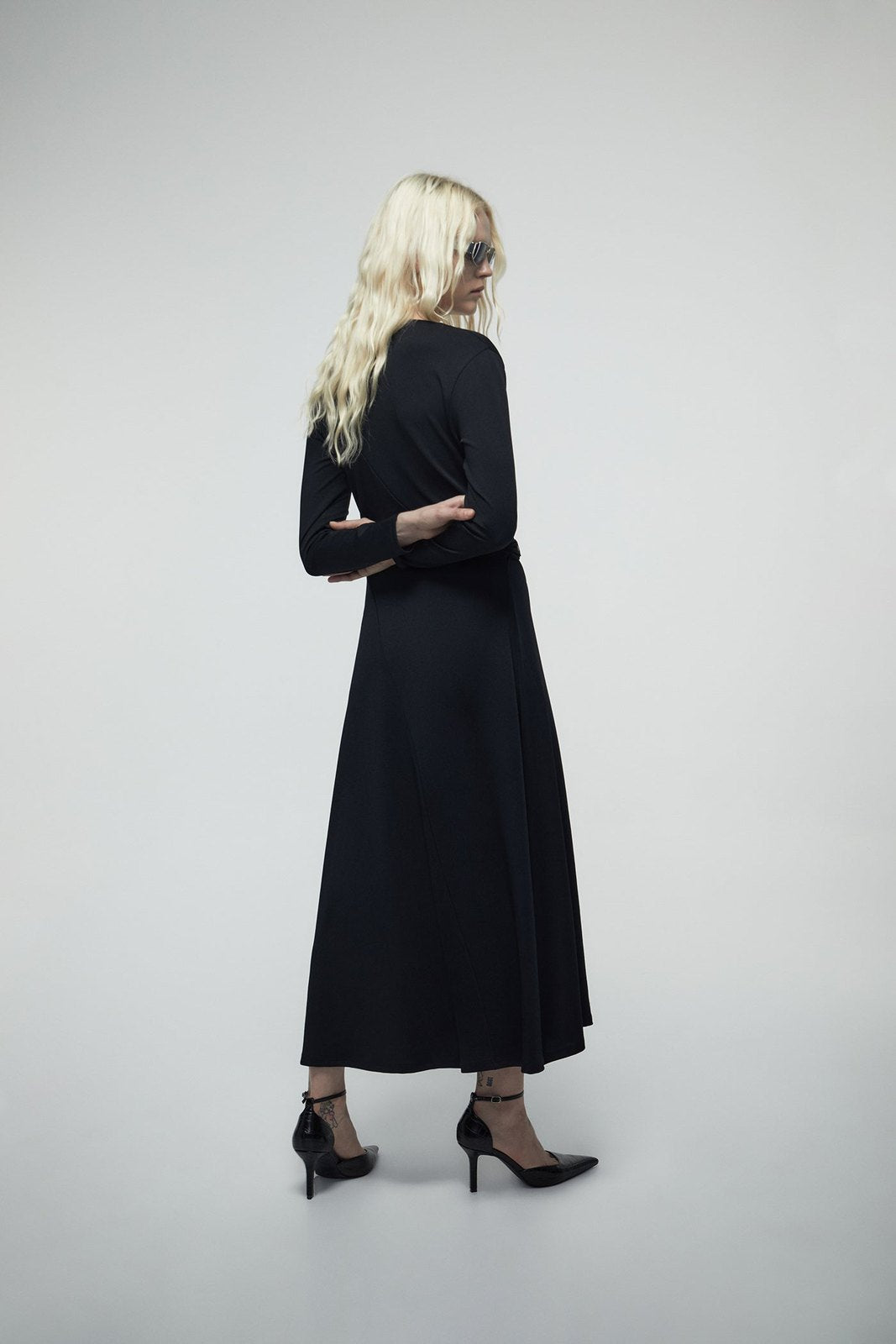 Adornment Draped Dress - Black