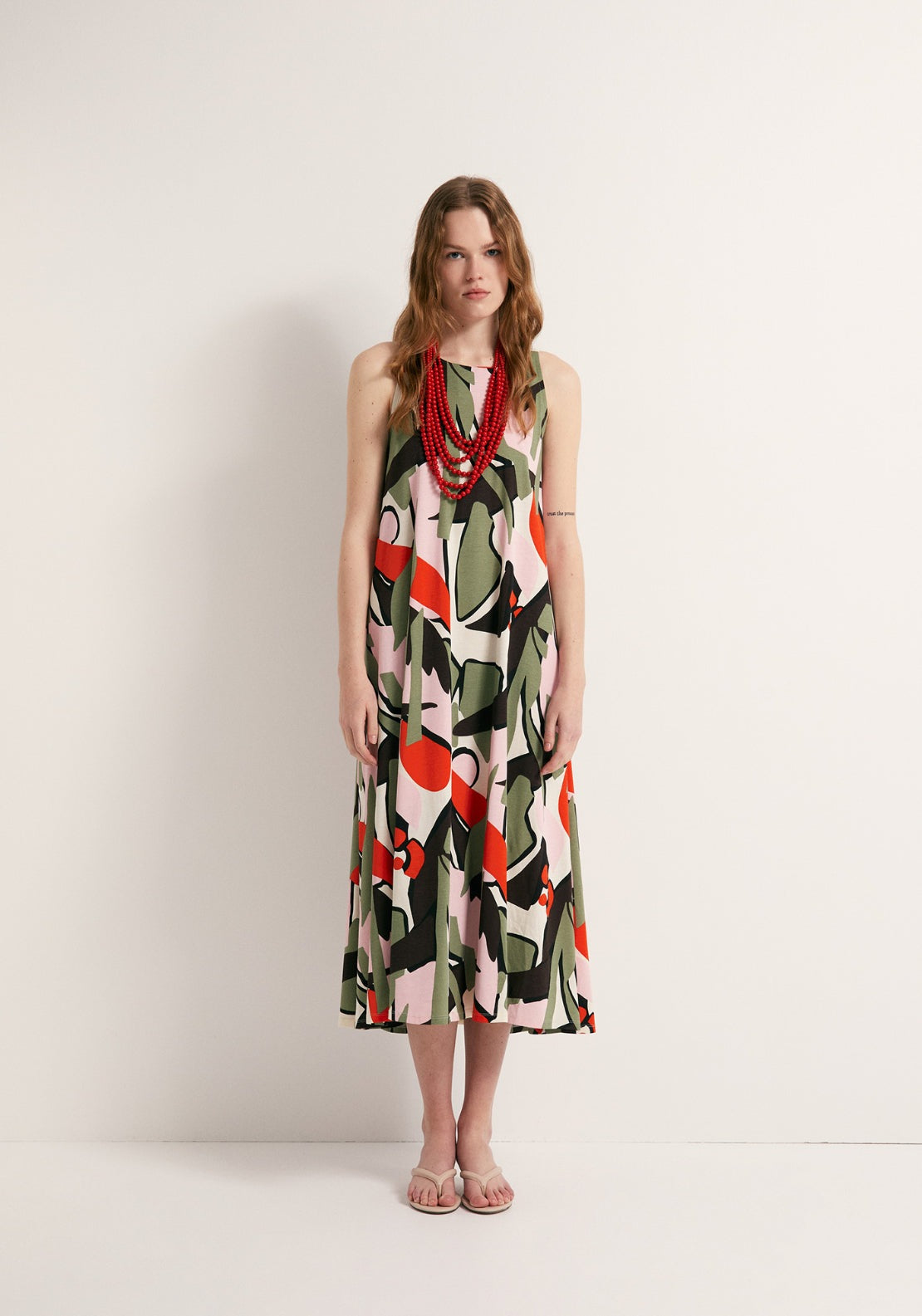 Printed A-Line Dress - Multicolour
