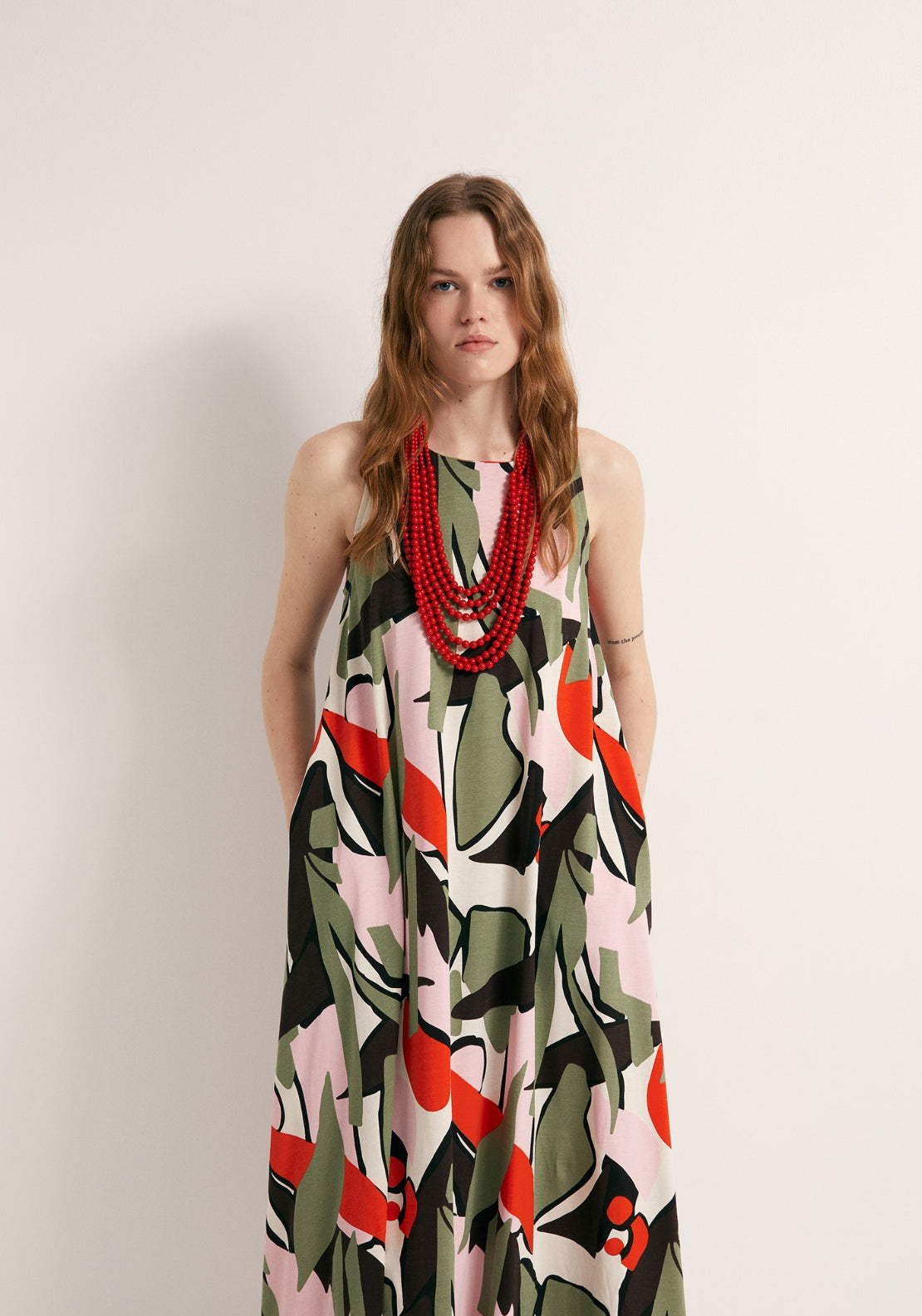 Printed A-Line Dress - Multicolour