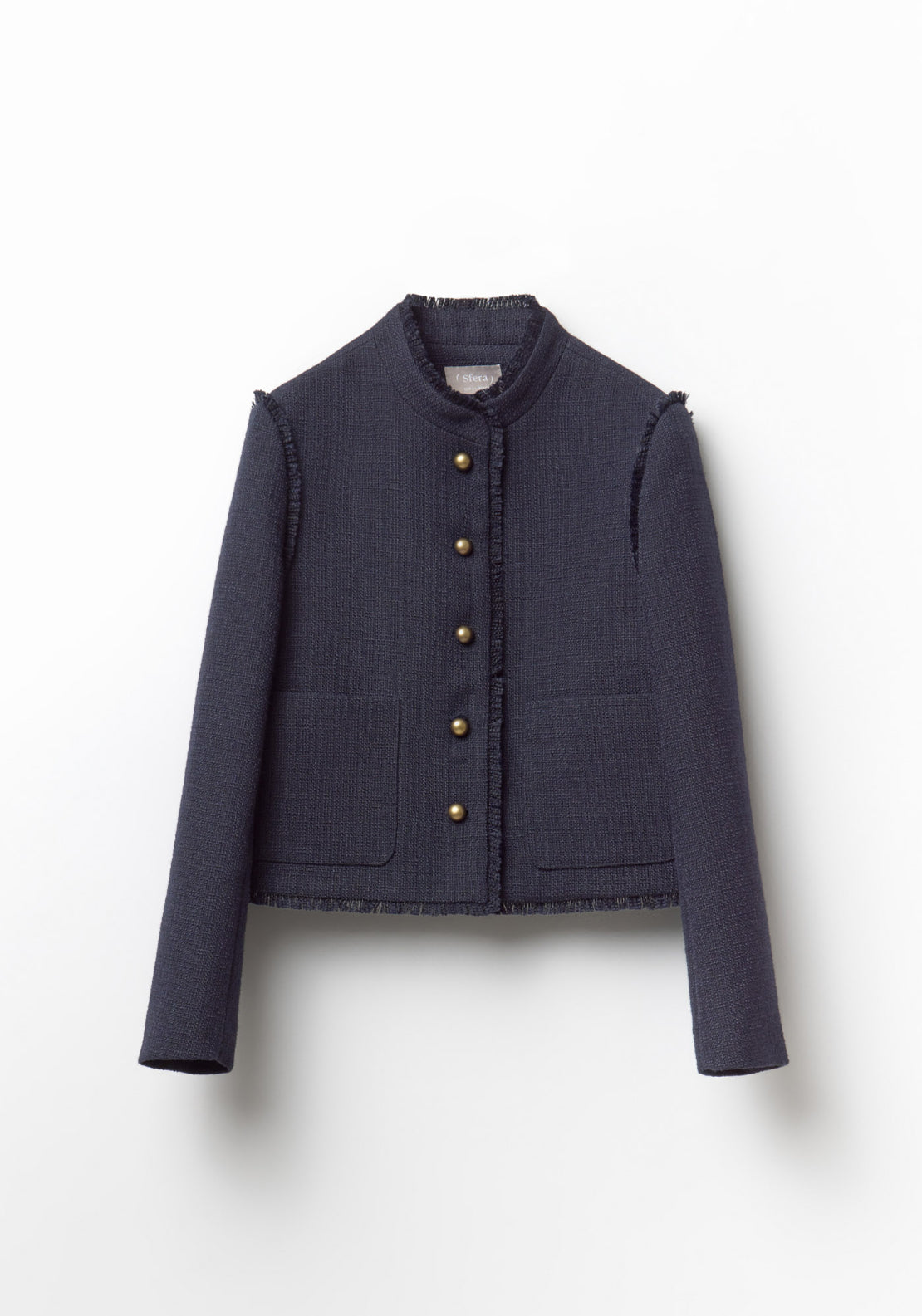 Fringe Detail Rustic Jacket - Blue