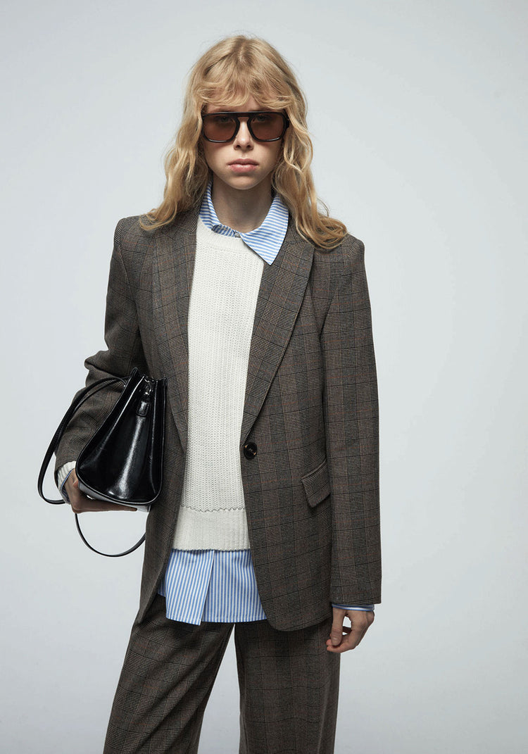 Check Blazer - Brown Print