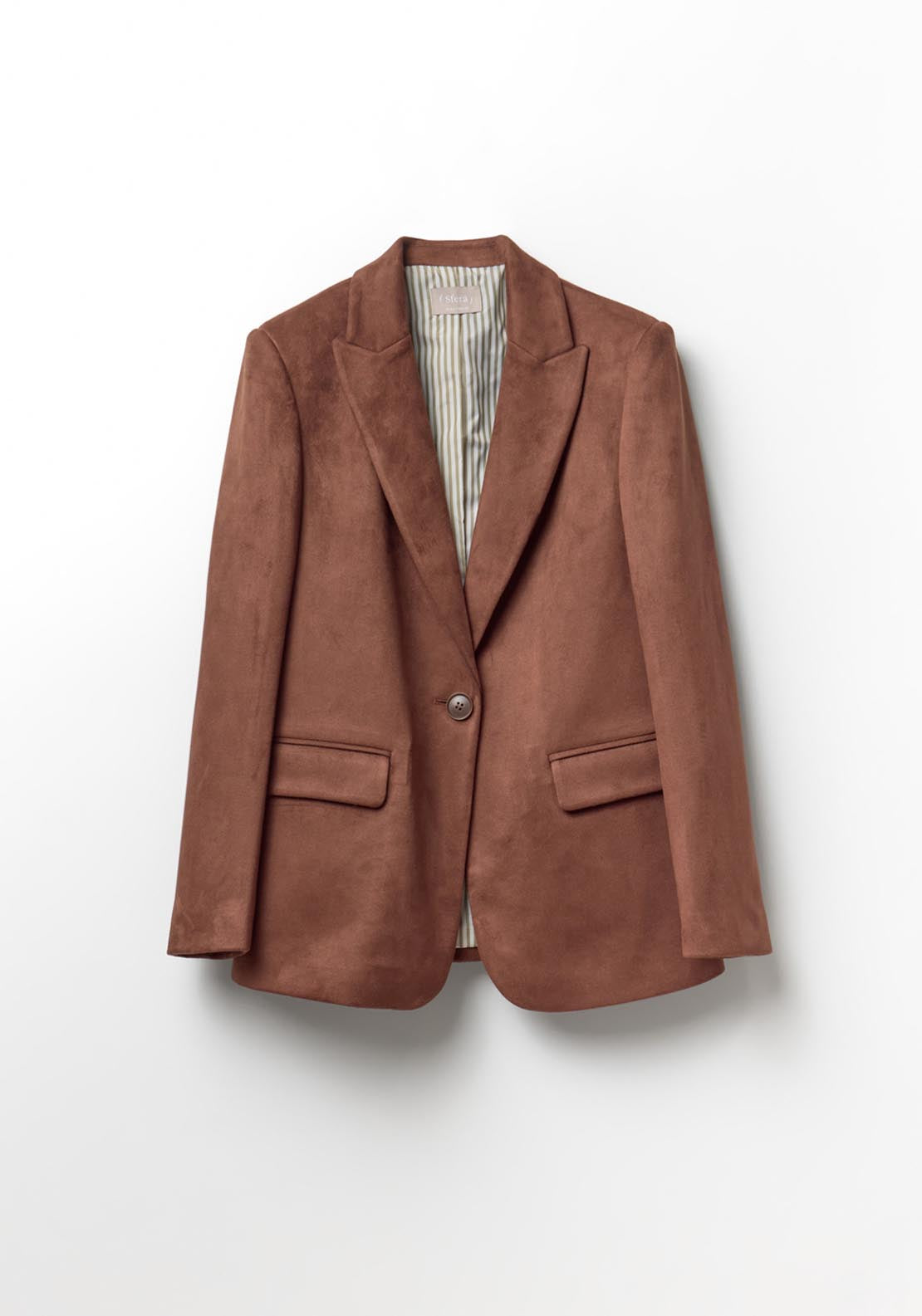 Faux Suede Blazer - Orange