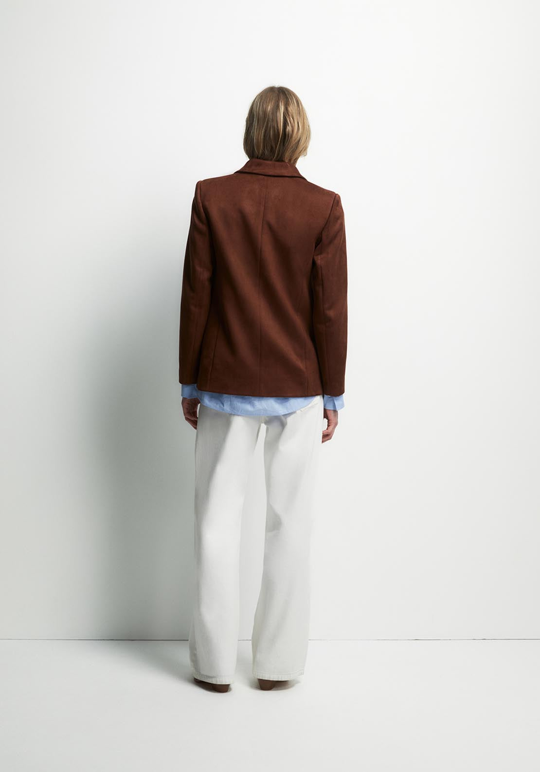Faux Suede Blazer - Orange