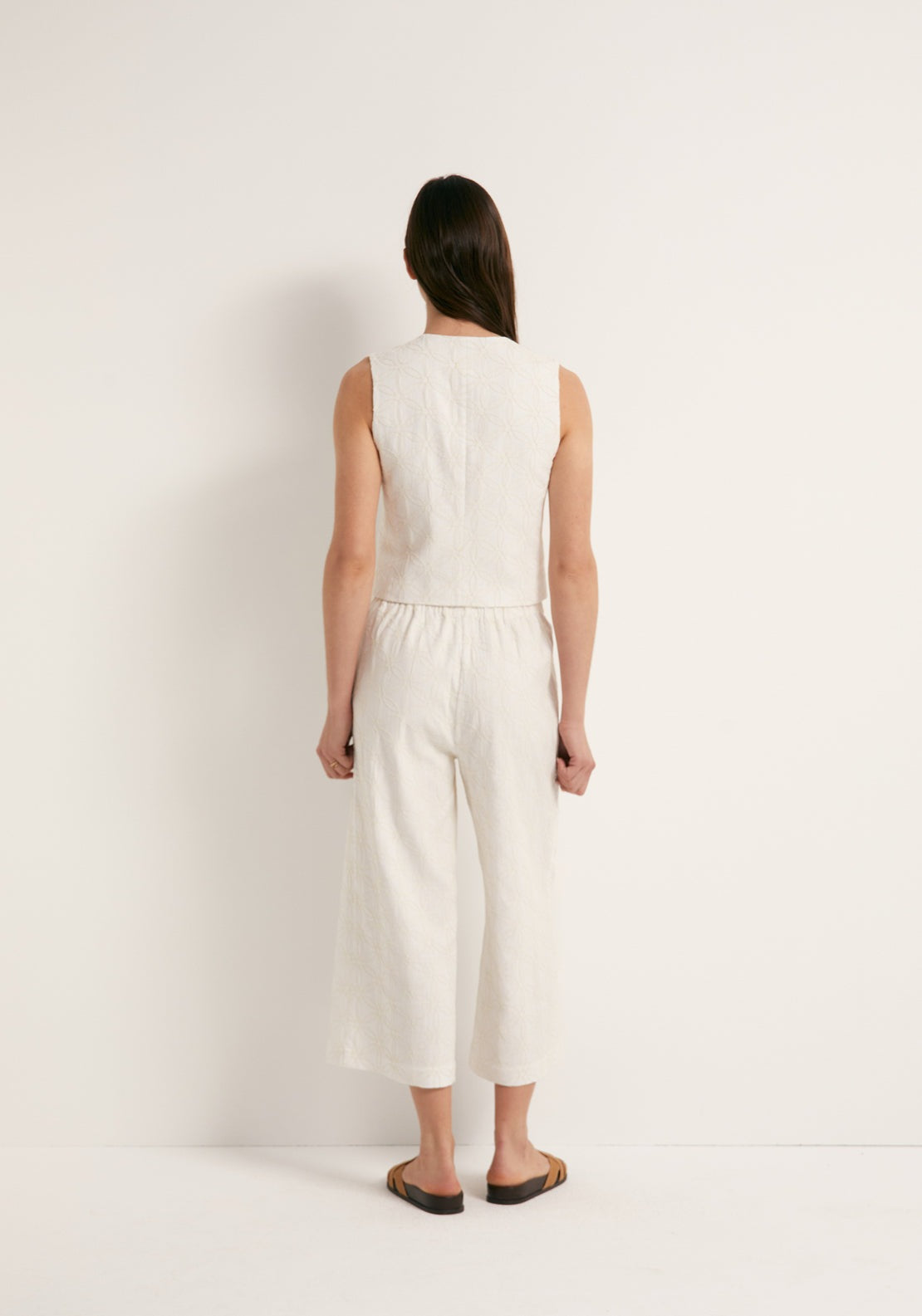 Embroidered Linen Waistcoat - White