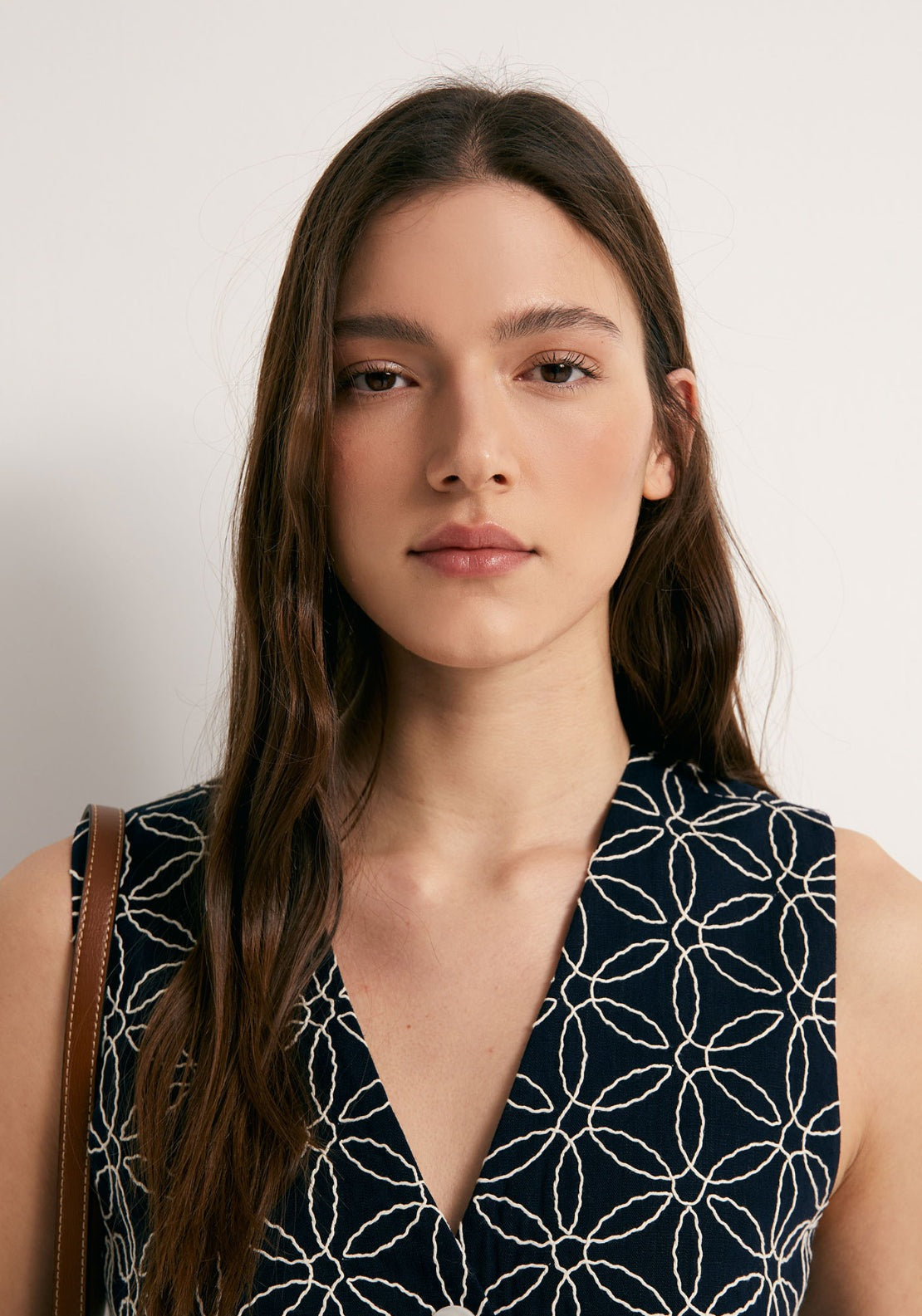 Embroidered Linen Waistcoat - Blue