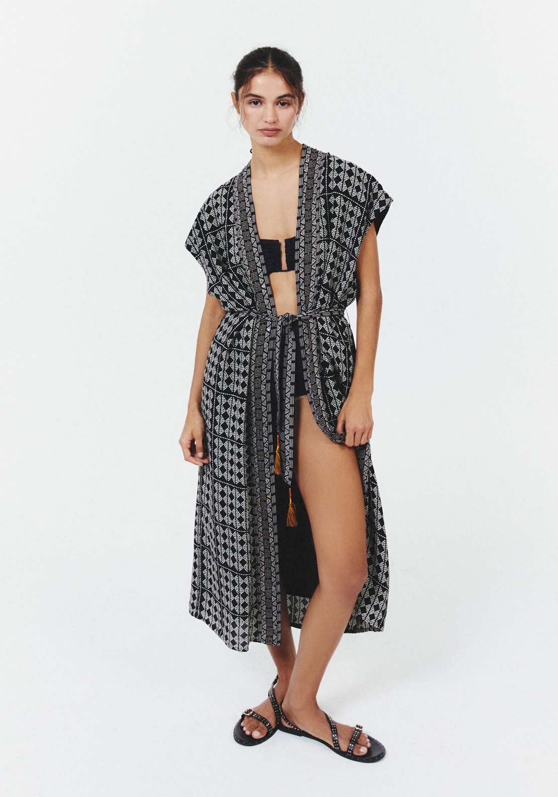 Sfera Short-sleeved kimono - Black 1 Shaws Department Stores