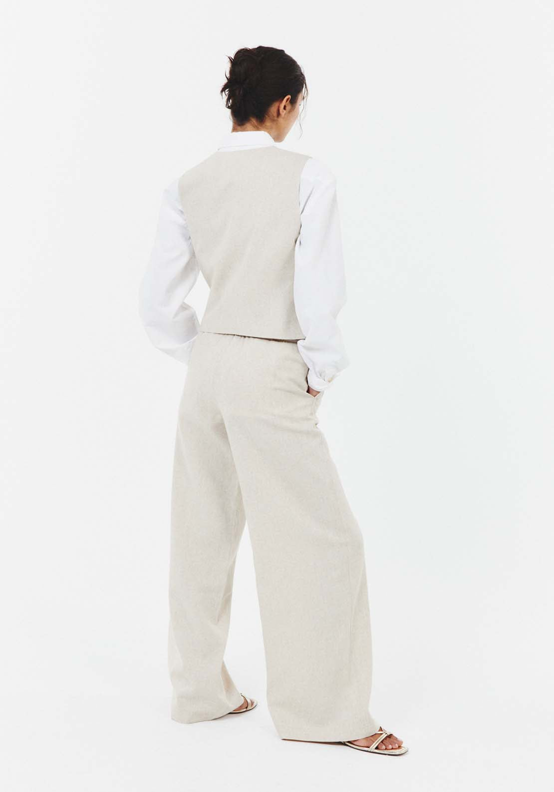 Sfera Belted linen trousers - Beige 5 Shaws Department Stores