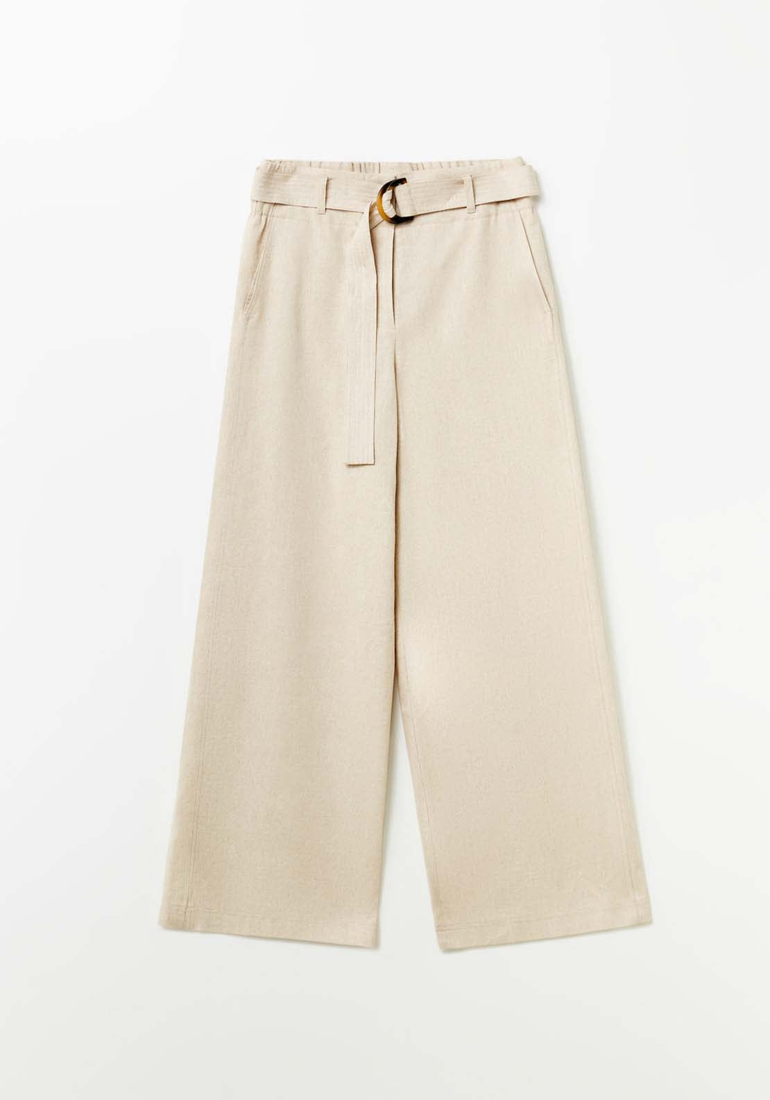 Sfera Belted linen trousers - Beige 7 Shaws Department Stores